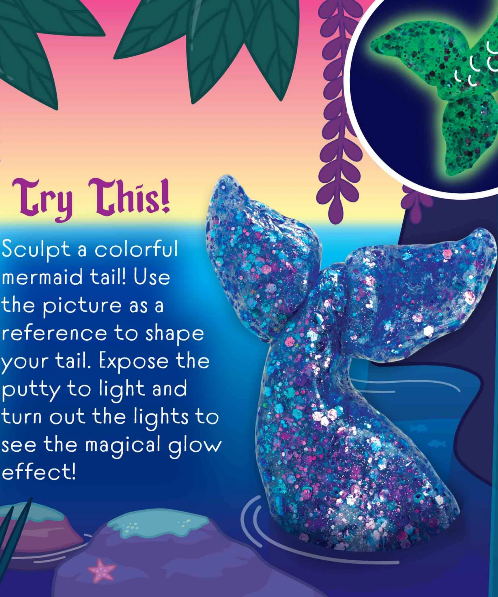 Crazy Aaron's Glow In The Dark Mermaid Tale Thinking Putty, 4" Tin with 90g of Non-Toxic Sensory Play Putty which Never Dries Out, Soft Textured Creative Fidget Toy for Boys and Girls Ages 3Y+