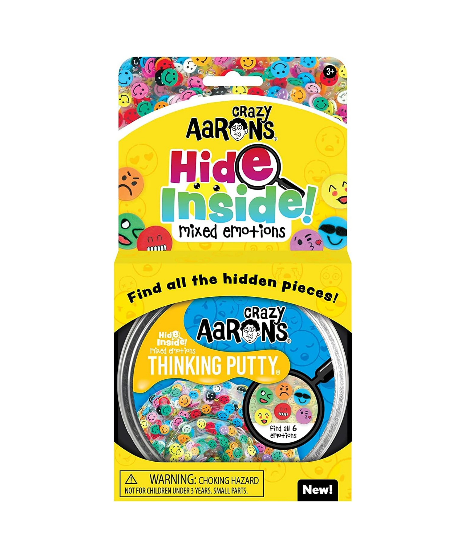 Crazy Aaron's Hide Inside! Mixed Emotions Thinking Putty, 4" Tin with 90g of Non-Toxic Sensory Play Putty which Never Dries Out, Soft Textured Creative Fidget Toy for Boys and Girls Ages 3Y+