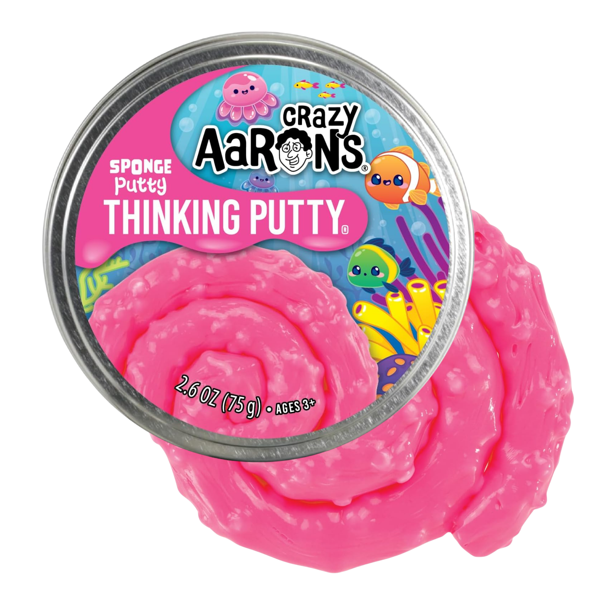 Crazy Aaron's Sponge Thinking Putty, 4" Tin with 90g of Non-Toxic Sensory Play Putty which Never Dries Out, Soft Textured Creative Fidget Toy for Boys and Girls Ages 3Y+
