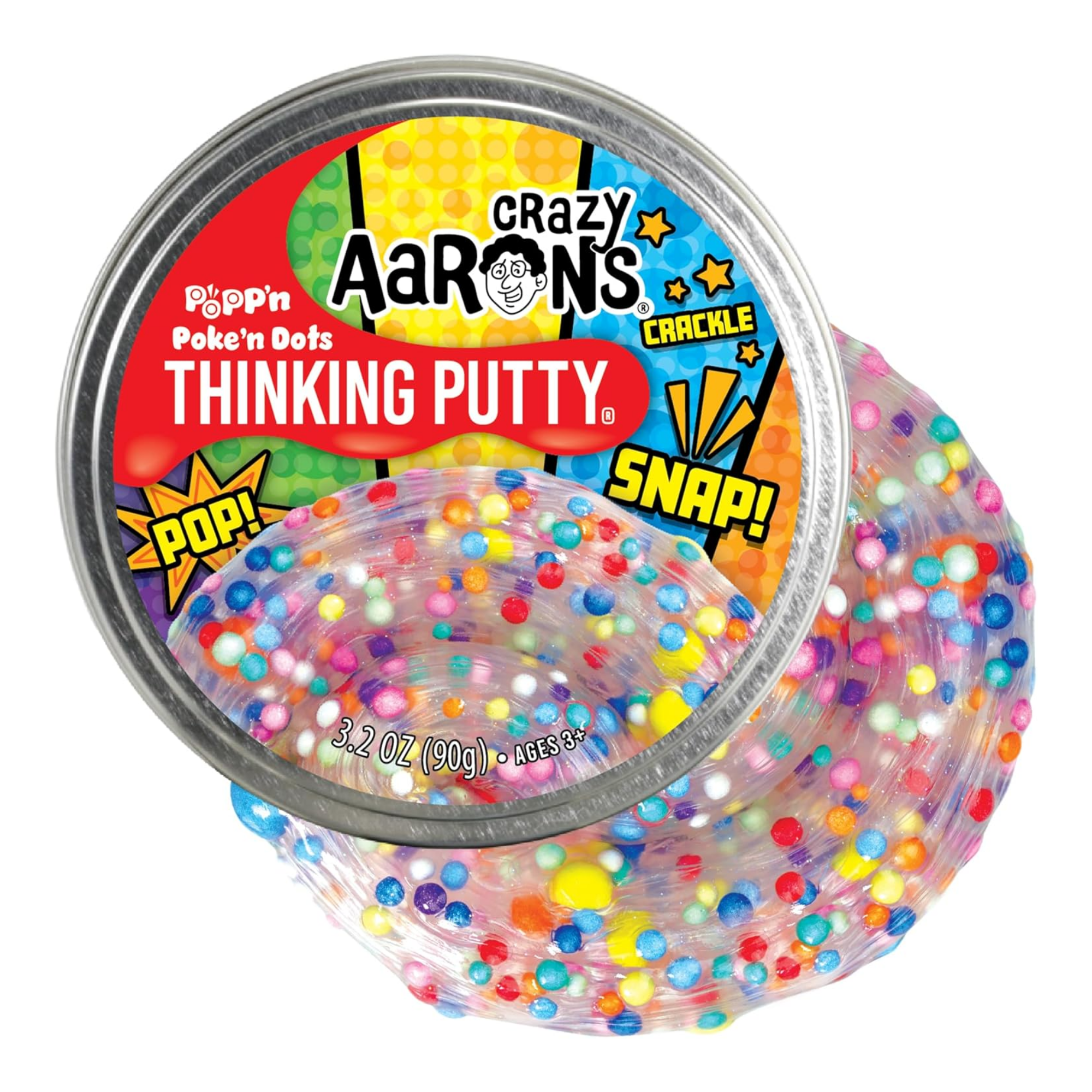 Crazy Aaron's Poke'n Dots Thinking Putty, 4" Tin with 90g of Non-Toxic Sensory Play Putty which Never Dries Out, Soft Textured Creative Fidget Toy for Boys and Girls Ages 3Y+