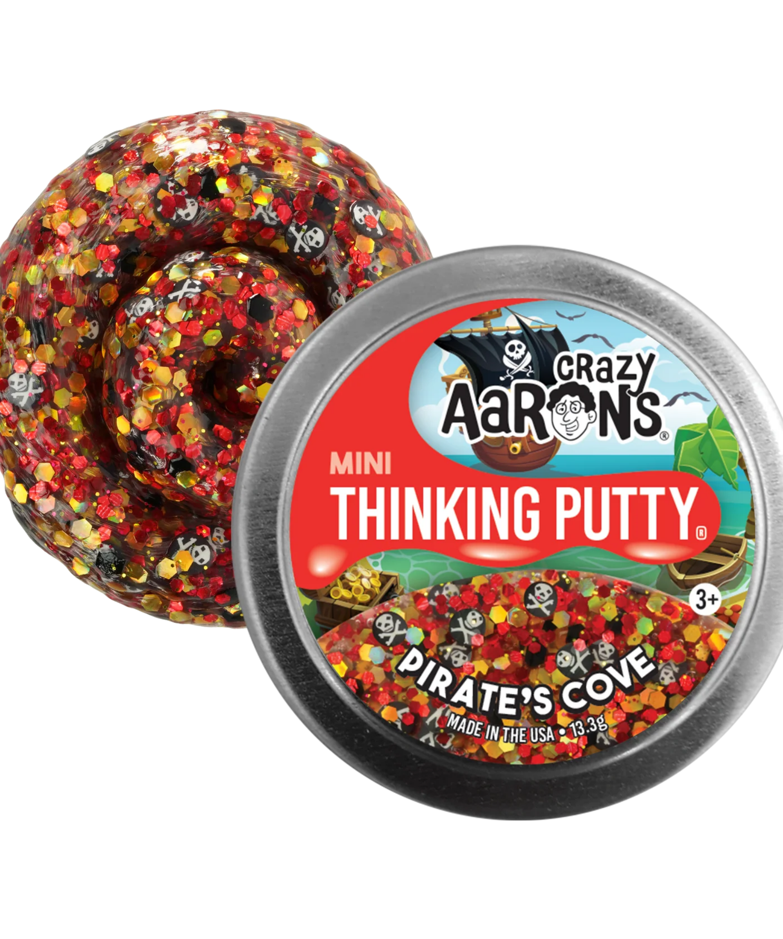 Crazy Aaron's Mini Pirate's Cove Thinking Putty, 2" Tin with 13g of Non-Toxic Sensory Play Putty which Never Dries Out, Soft Textured Creative Fidget Toy for Boys and Girls Ages 3Y+