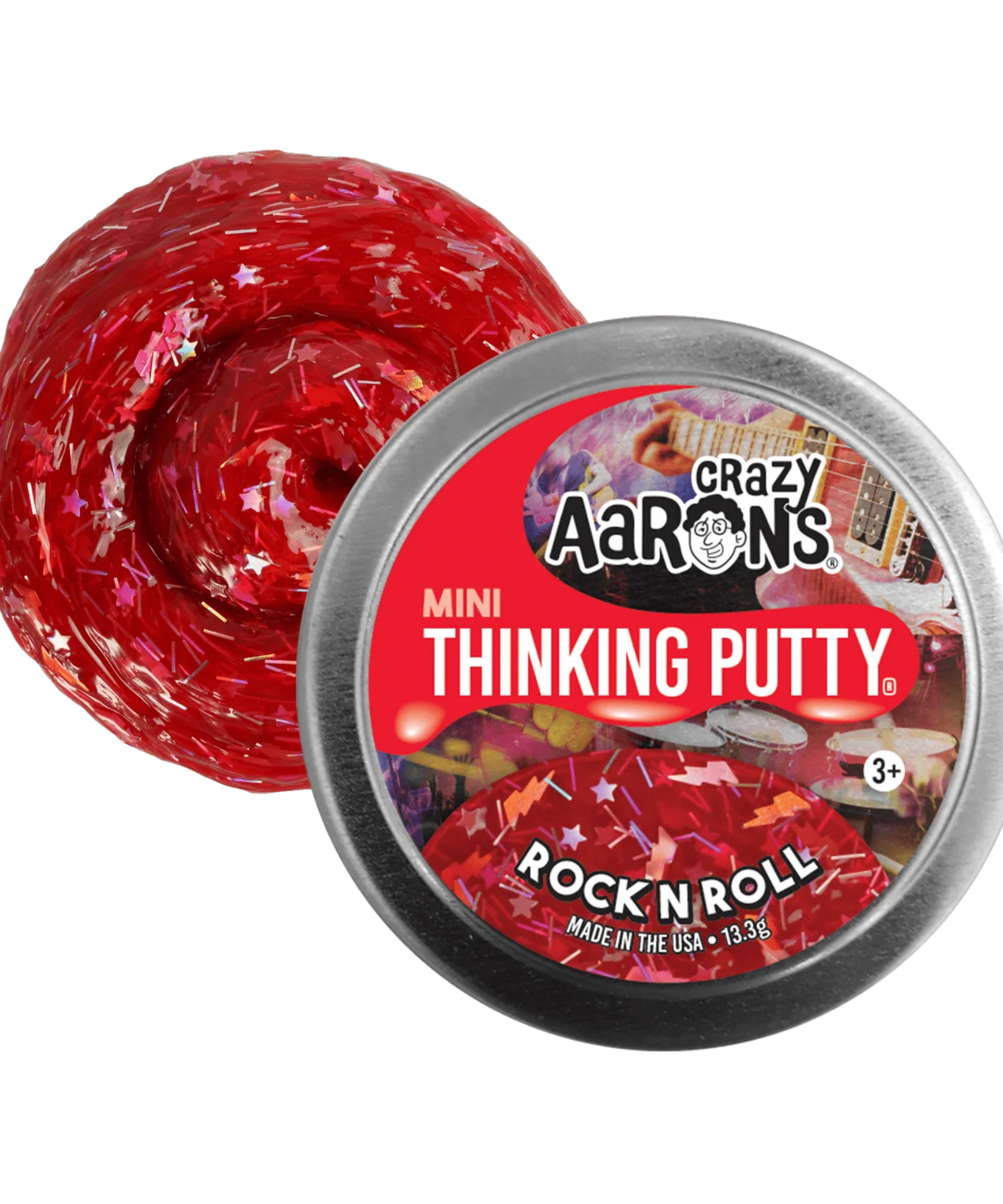 Crazy Aaron's Mini Rock n' Roll Thinking Putty, 2" Tin with 13g of Non-Toxic Sensory Play Putty which Never Dries Out, Soft Textured Creative Fidget Toy for Boys and Girls Ages 3Y+