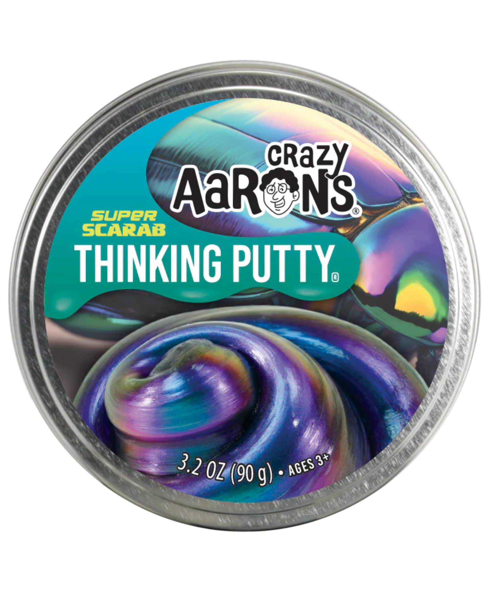 Crazy Aaron's Super Scarab Thinking Putty, 4" Tin with 90g of Non-Toxic Sensory Play Putty which Never Dries Out, Soft Textured Creative Fidget Toy for Boys and Girls Ages 3Y+