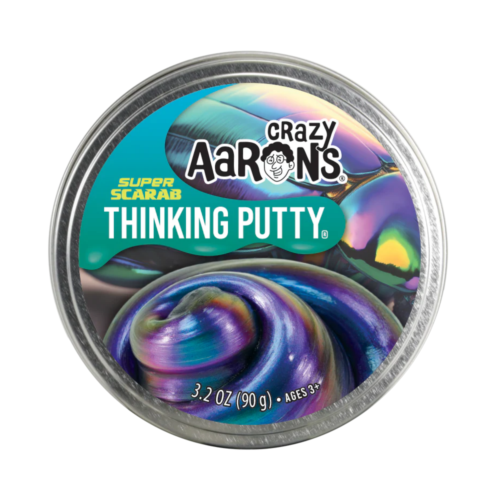 Crazy Aaron's Super Scarab Thinking Putty, 4" Tin with 90g of Non-Toxic Sensory Play Putty which Never Dries Out, Soft Textured Creative Fidget Toy for Boys and Girls Ages 3Y+