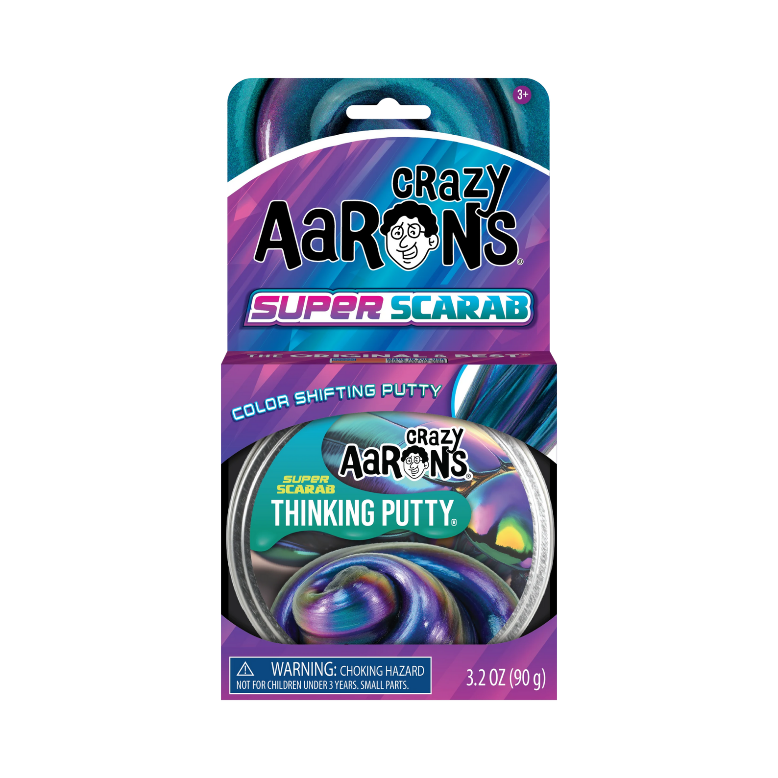 Crazy Aaron's Super Scarab Thinking Putty, 4" Tin with 90g of Non-Toxic Sensory Play Putty which Never Dries Out, Soft Textured Creative Fidget Toy for Boys and Girls Ages 3Y+