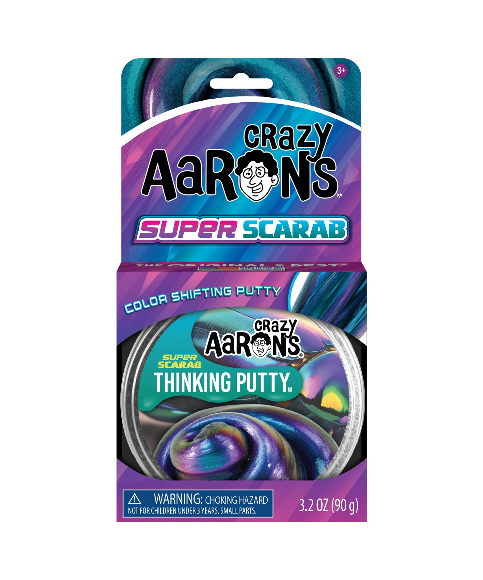 Crazy Aaron's Super Scarab Thinking Putty, 4" Tin with 90g of Non-Toxic Sensory Play Putty which Never Dries Out, Soft Textured Creative Fidget Toy for Boys and Girls Ages 3Y+