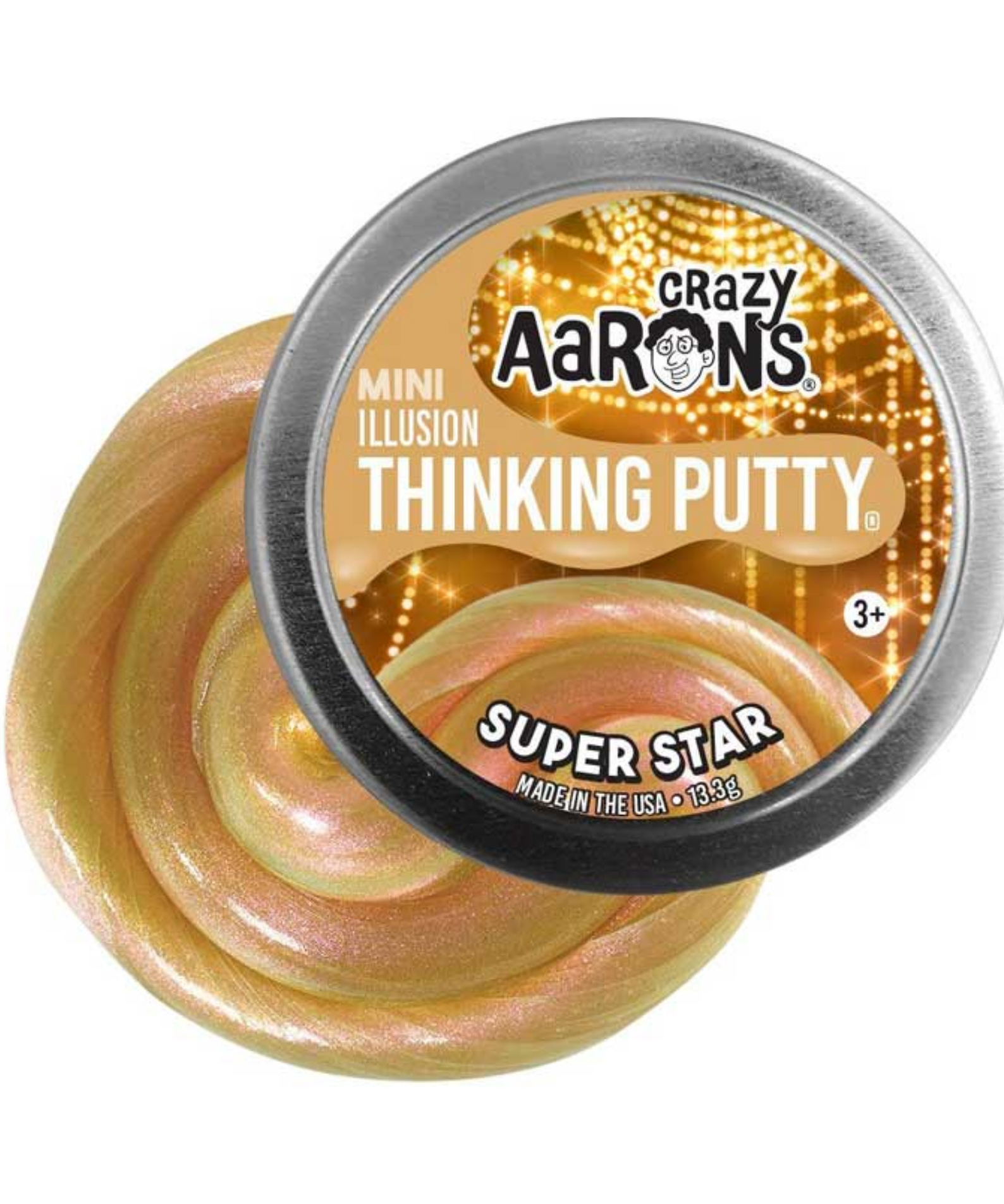 Crazy Aaron's Illusion Mini Super Star Thinking Putty, 2" Tin with 13g of Non-Toxic Sensory Play Putty which Never Dries Out, Soft Textured Creative Fidget Toy for Boys and Girls Ages 3Y+