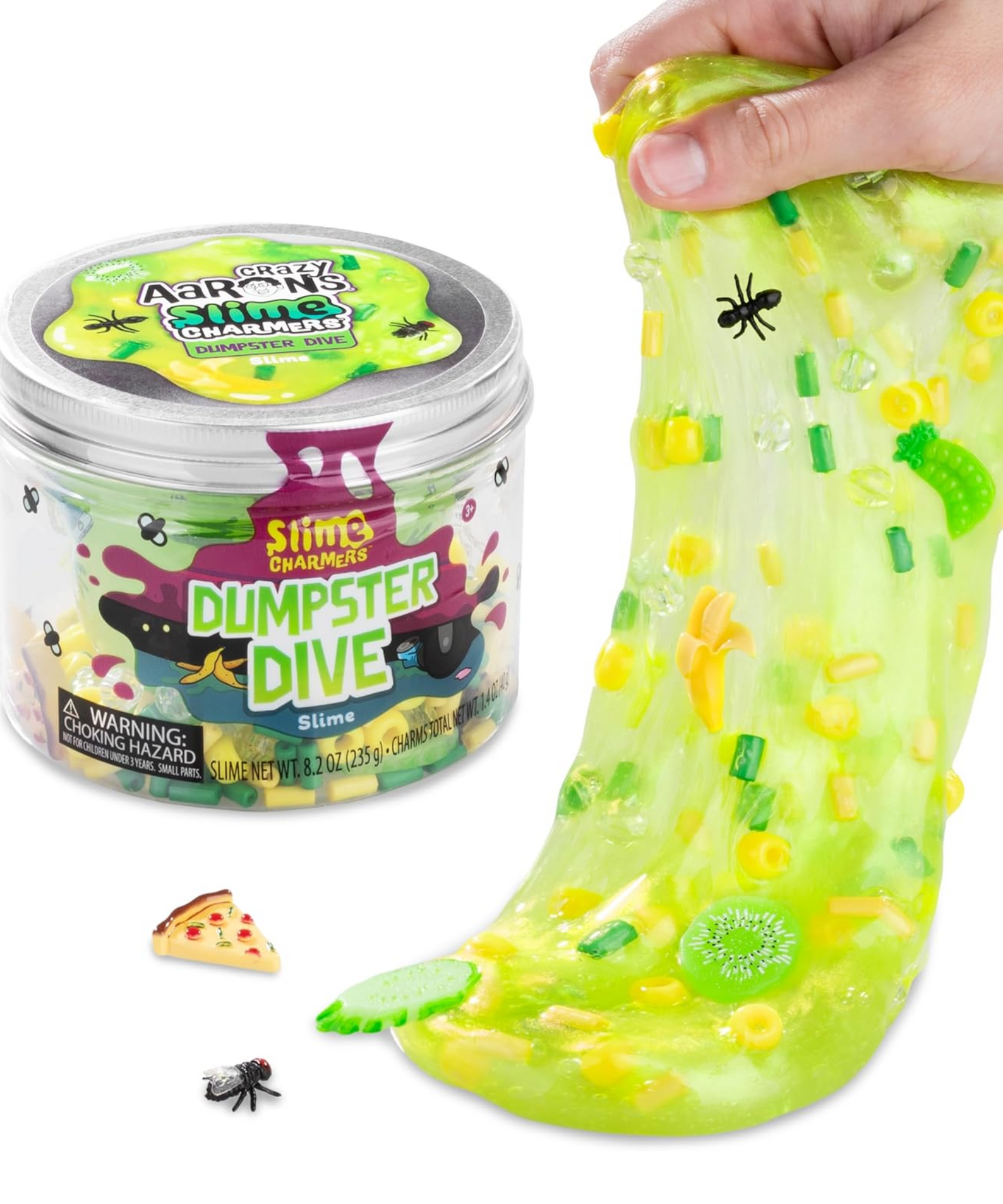 Crazy Aaron’s Slime Charmers - Dumpster Dive, Green Apple Scented Slime with Charms, Non-Toxic, Super Stretchy & Squishy Fidget Toy Suitable for Boys and Girls Aged 3Y+