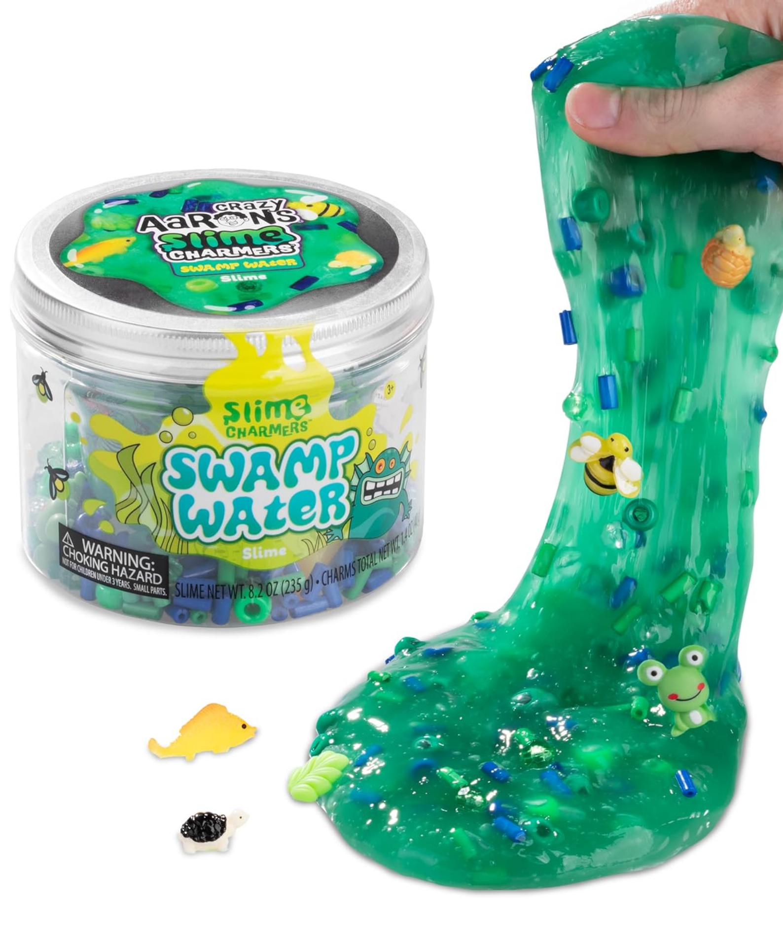 Crazy Aaron’s Slime Charmers - Swamp Water, Raspberry Scented Slime with Charms, Non-Toxic, Super Stretchy & Squishy Fidget Toy Suitable for Boys and Girls Aged 3Y+
