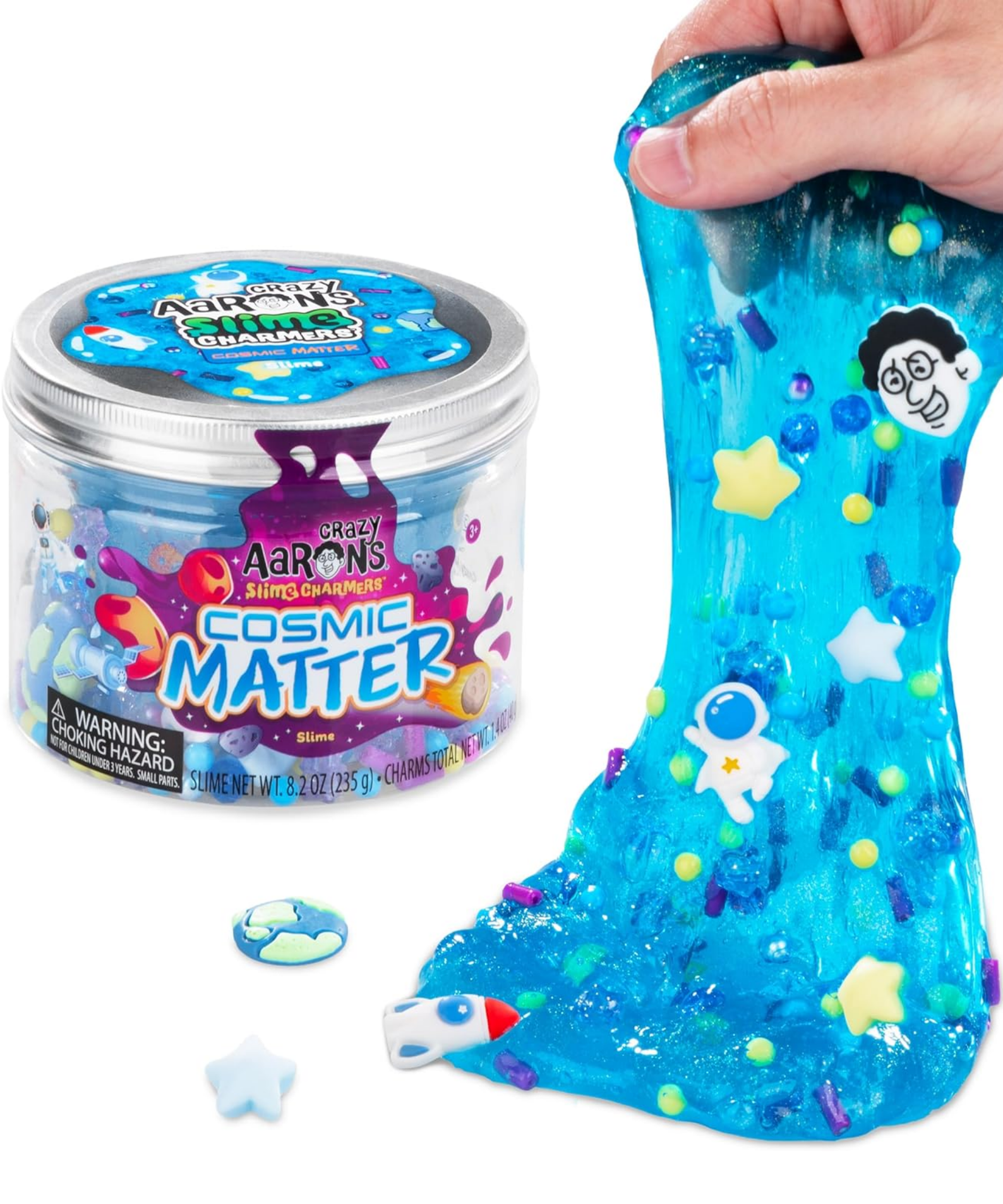 Crazy Aaron’s Slime Charmers - Cosmic Matter, Blueberry Scented Slime with Charms, Non-Toxic, Super Stretchy & Squishy Fidget Toy Suitable for Boys and Girls Aged 3Y+