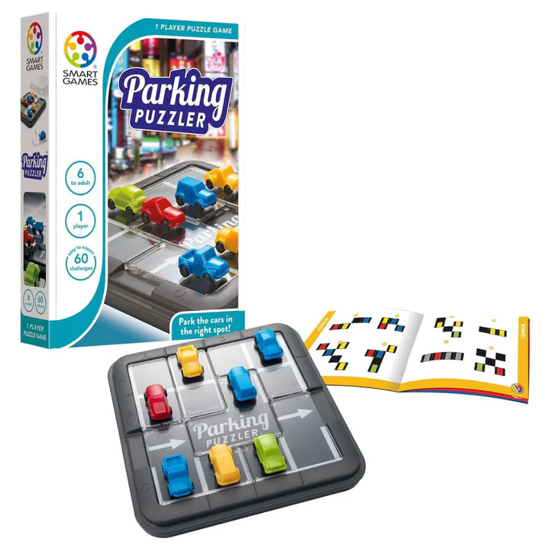SmartGames Parking Puzzler, Fun IQ Brain Teaser Puzzle, Cognitive Development STEM Toy with 60+ Challenges, Travel Friendly Tabletop Educational Matching Puzzle Game, Suitable for Children Above 6+