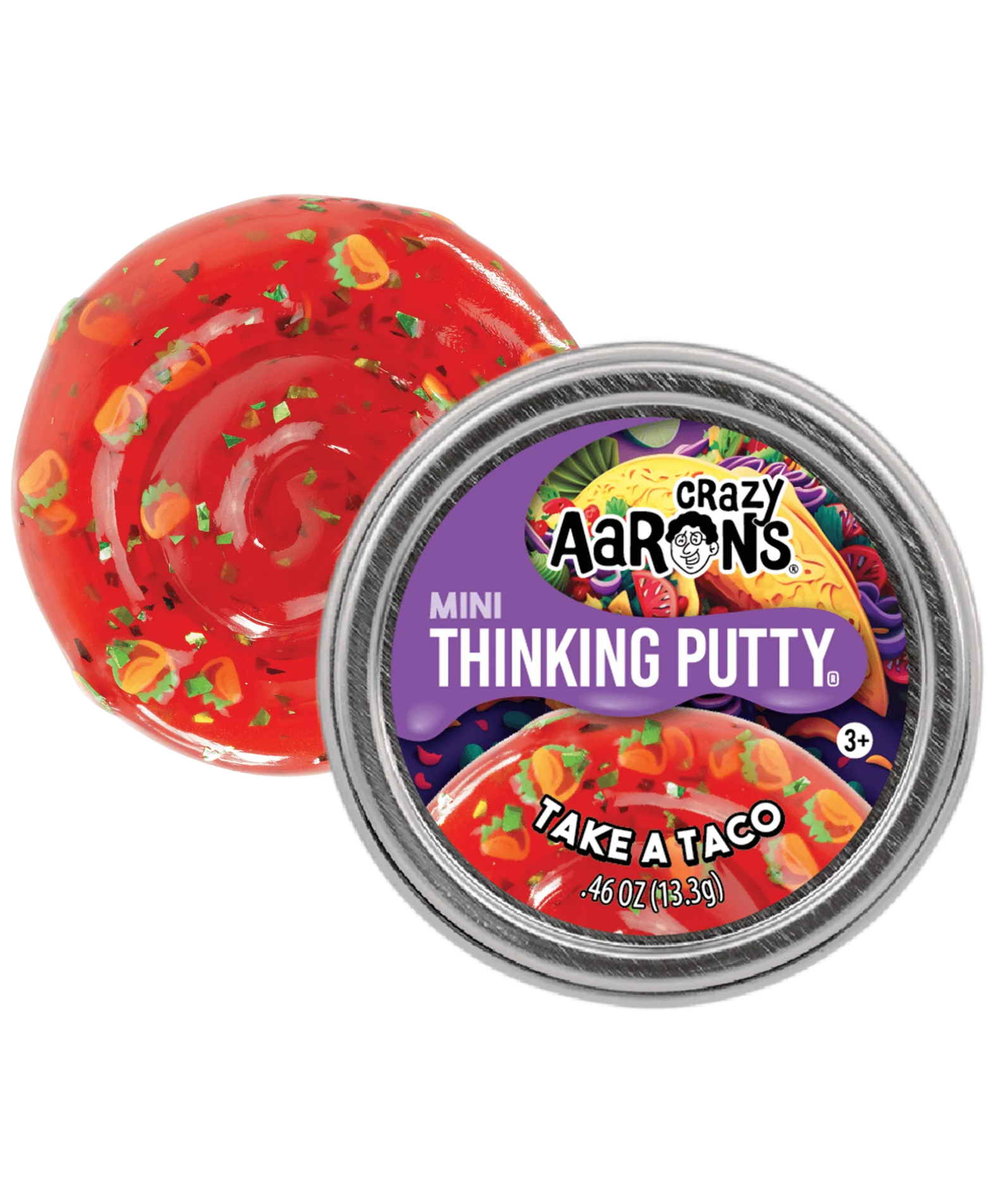 Crazy Aaron's Mini Take a Taco Thinking Putty, 2" Tin with 13g of Non-Toxic Sensory Play Putty which Never Dries Out, Soft Textured Creative Fidget Toy for Boys and Girls Ages 3Y+