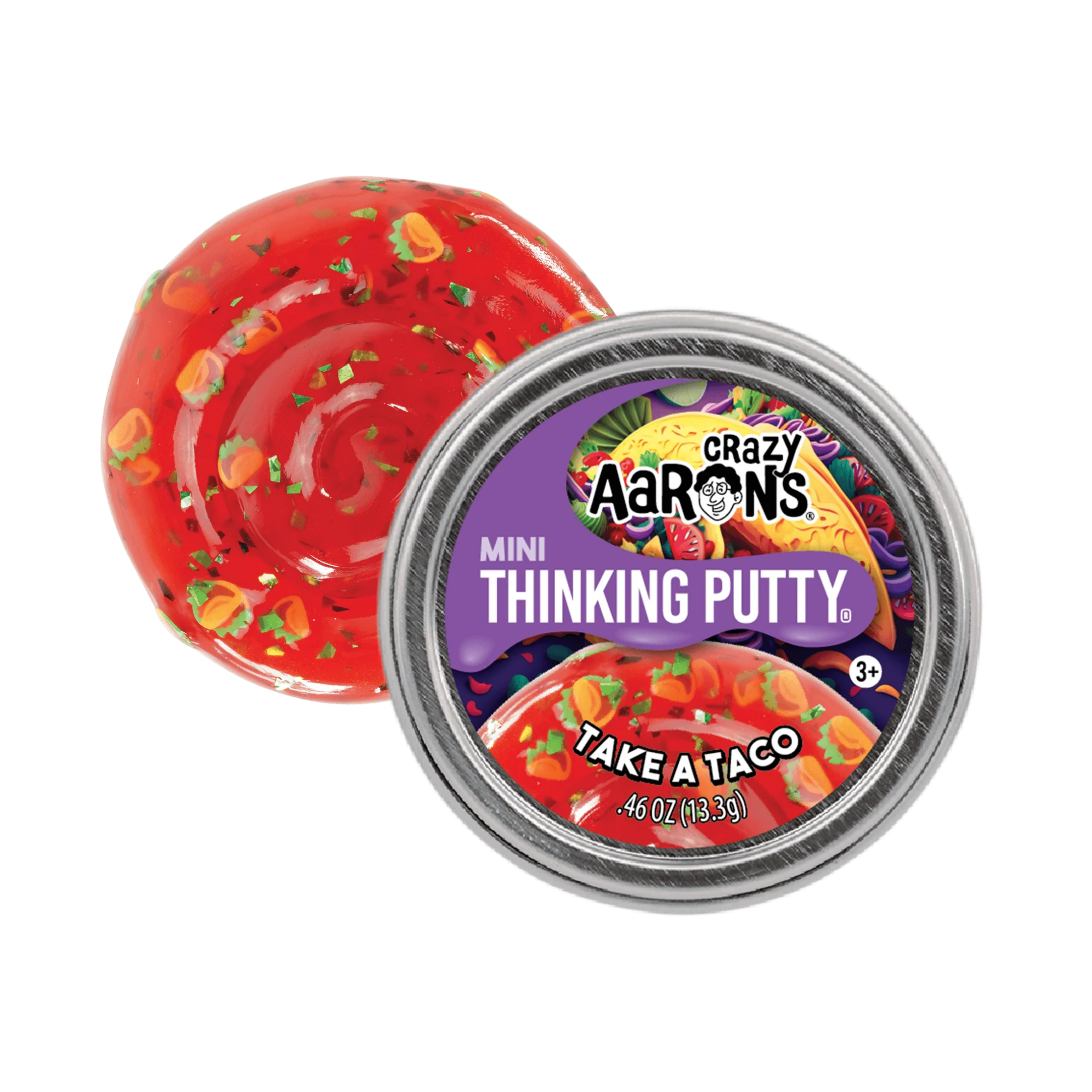 Crazy Aaron's Mini Take a Taco Thinking Putty, 2" Tin with 13g of Non-Toxic Sensory Play Putty which Never Dries Out, Soft Textured Creative Fidget Toy for Boys and Girls Ages 3Y+