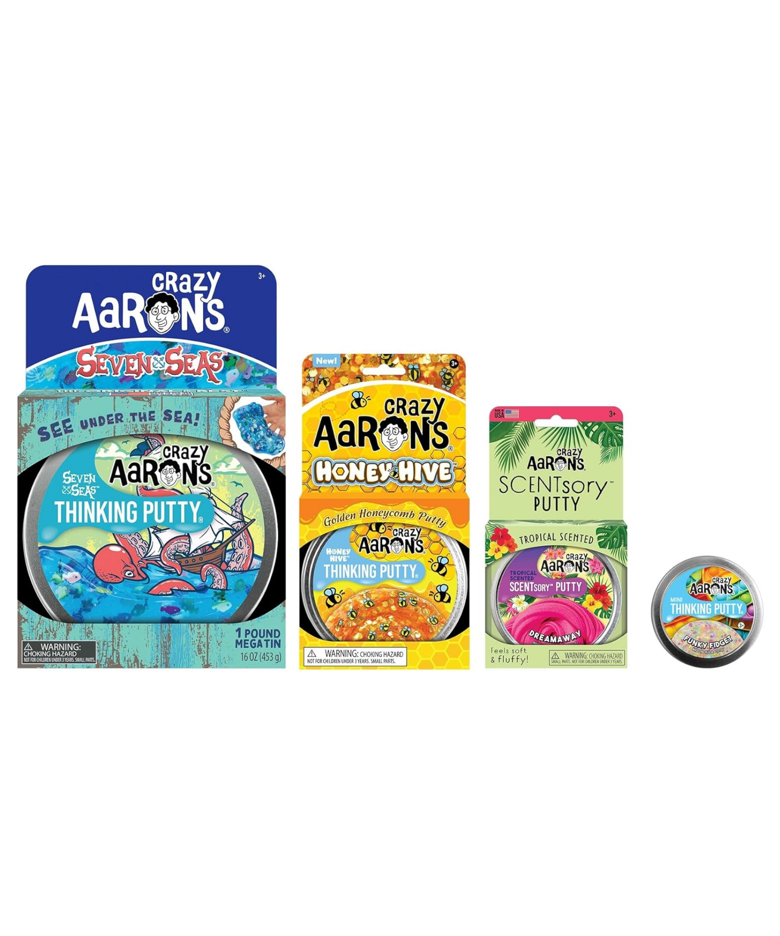 Crazy Aaron's Mega Tin Seven Seas Thinking Putty, 6.5" Tin with 450g of Non-Toxic Sensory Play Putty which Never Dries Out, Soft Textured Creative Fidget Toy for Boys and Girls Ages 3Y+