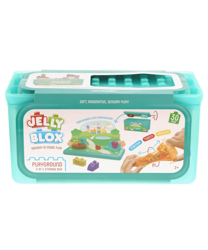 Goliath Jelly Blox Playground Store & Play Case, 30 Piece Toddler & Preschool Building Blocks, Ouch-Free Tactile & Sensory Play Fidget Toy, Stackable, Squishable & Stretchable Blocks for Children 2+