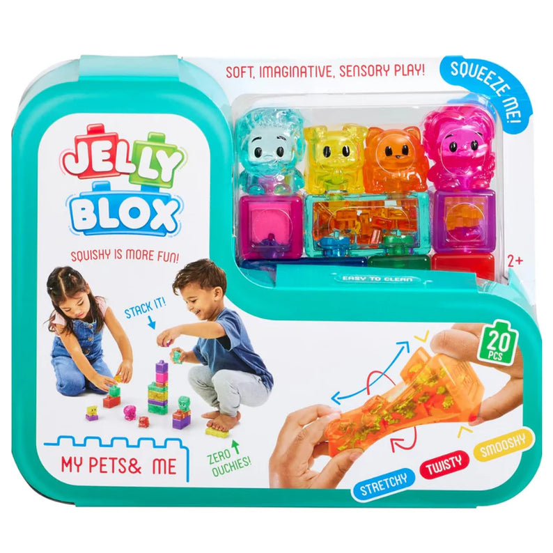 Goliath Jelly Blox My Pets and Me, 20 Piece Toddler & Preschool Building Blocks, Ouch-Free Tactile & Sensory Play Fidget Toy, Stackable, Squishable & Stretchable Blocks for Boys & Girls Aged 2+