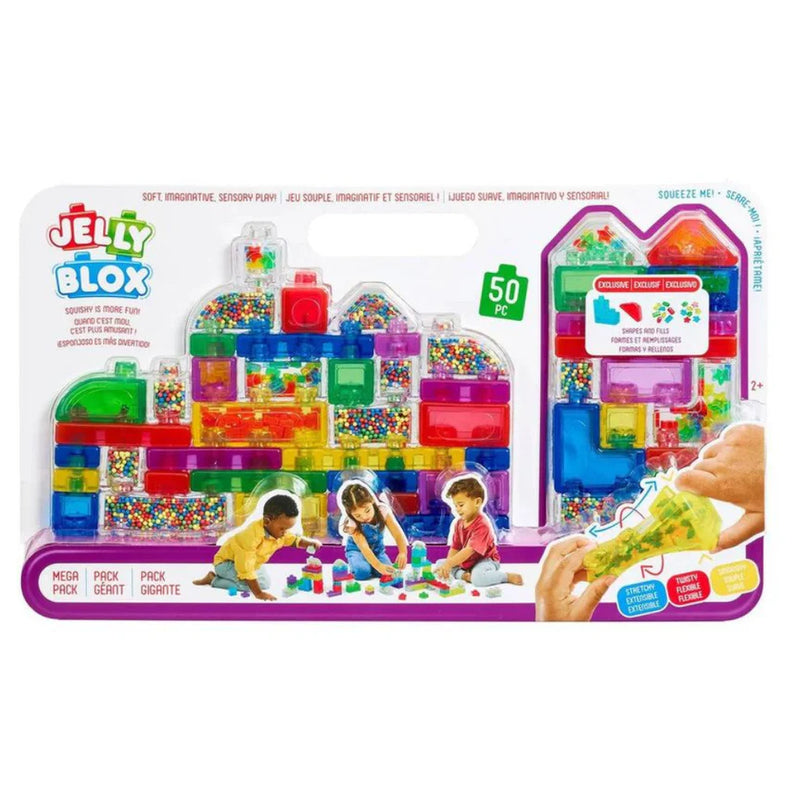 Goliath Jelly Blox Mega Set, 50 Piece Toddler & Preschool Building Blocks, Ouch-Free Tactile & Sensory Play Fidget Toy, Stackable, Squishable & Stretchable Blocks Suitable for Boys & Girls Aged 2+