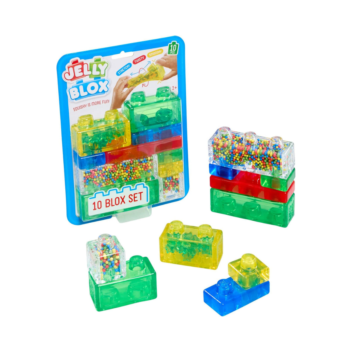 Goliath Jelly Blox Blox Set, 10 Piece Toddler & Preschool Building Blocks, Ouch-Free Tactile & Sensory Play Fidget Toy, Stackable, Squishable & Stretchable Blocks Suitable for Boys & Girls Aged 2+