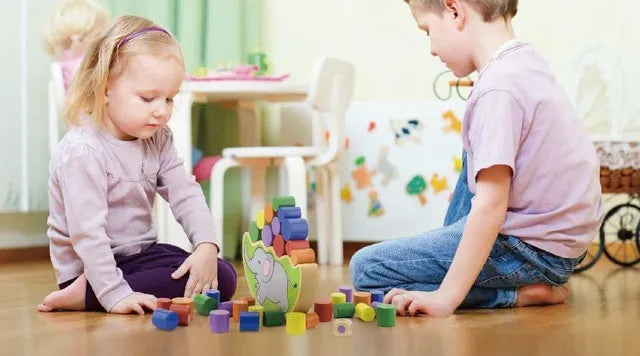 VIGA Wooden Elephant Balancing Game – Montessori Stacking Toy for Toddlers