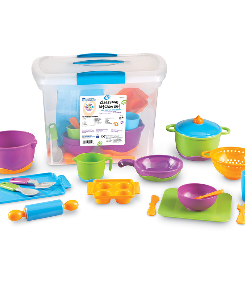 Learning Resources New Sprouts Classroom Kitchen Set, Colorful Pretend Play Kitchen Set for Early Learners, Ideal for Imaginative Play, Ages 2+