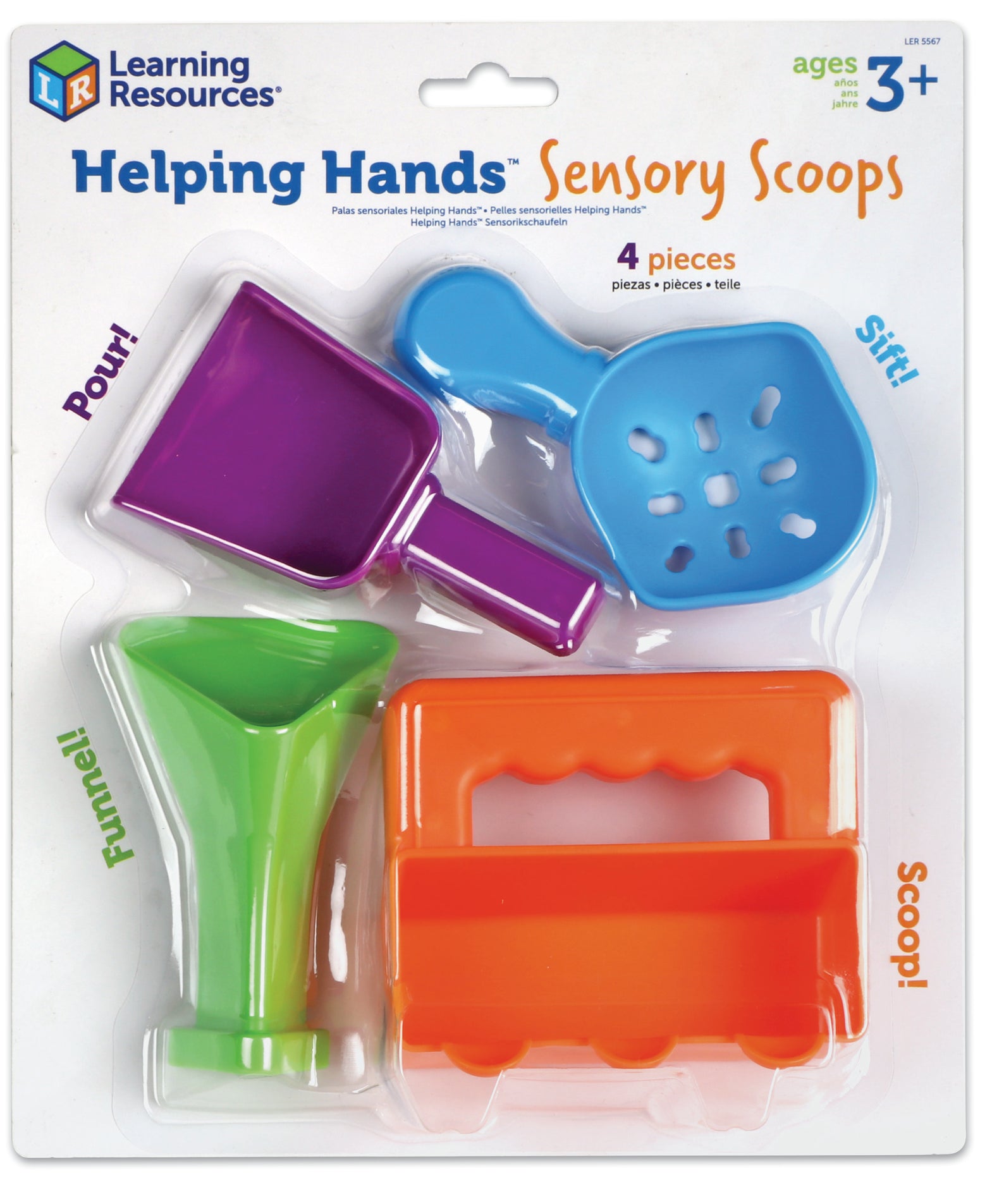 Learning Resources Helping Hands Sensory Scoops, Set of 4 Fine Motor Tools for Sensory Play, Strengthen Hand Muscles & Coordination, Ages 3+
