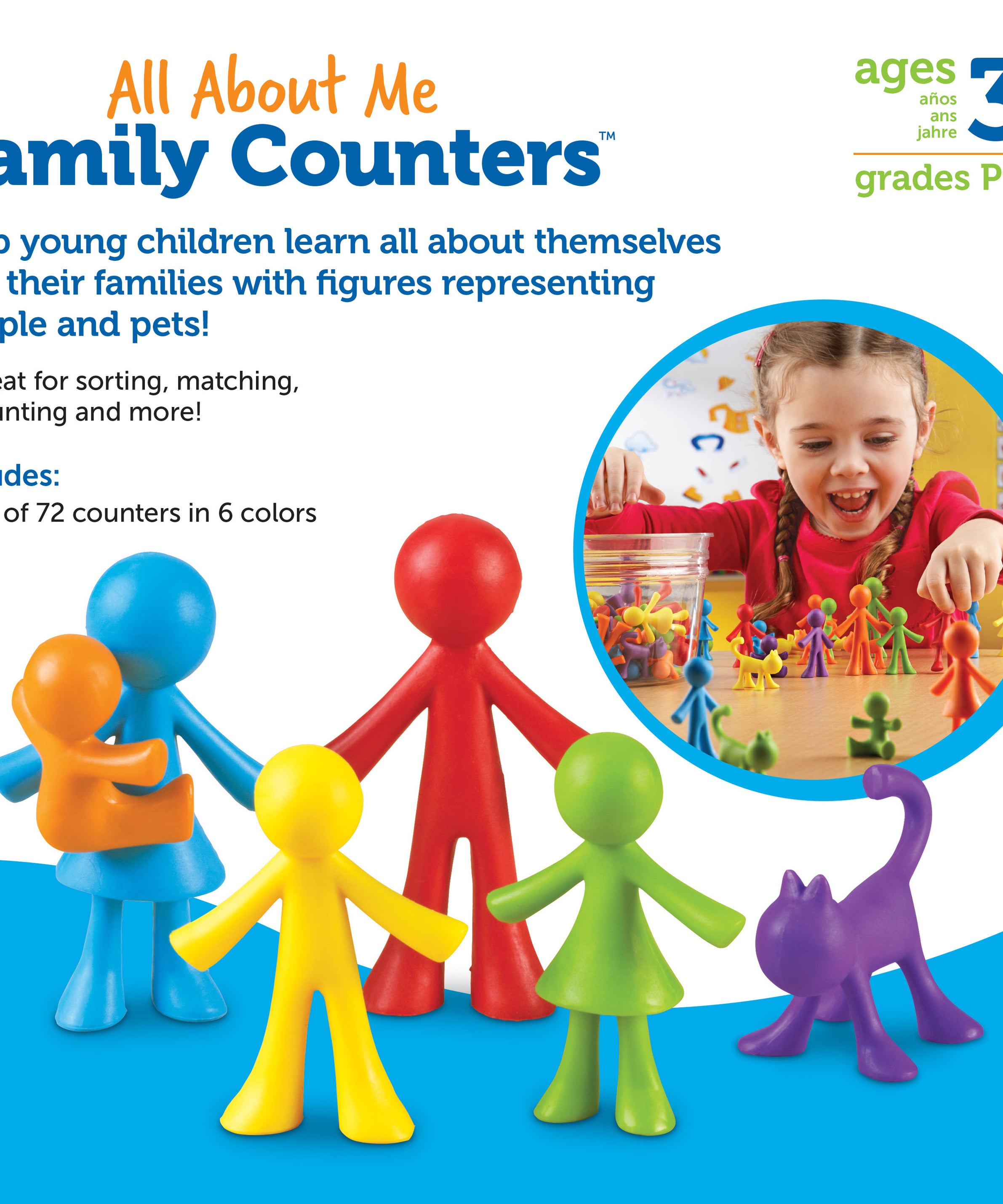 Learning Resources All About Me Family Counters, Set of 72, Colourful Family-Themed Counters for Counting, Sorting, and Patterning, Ages 3+