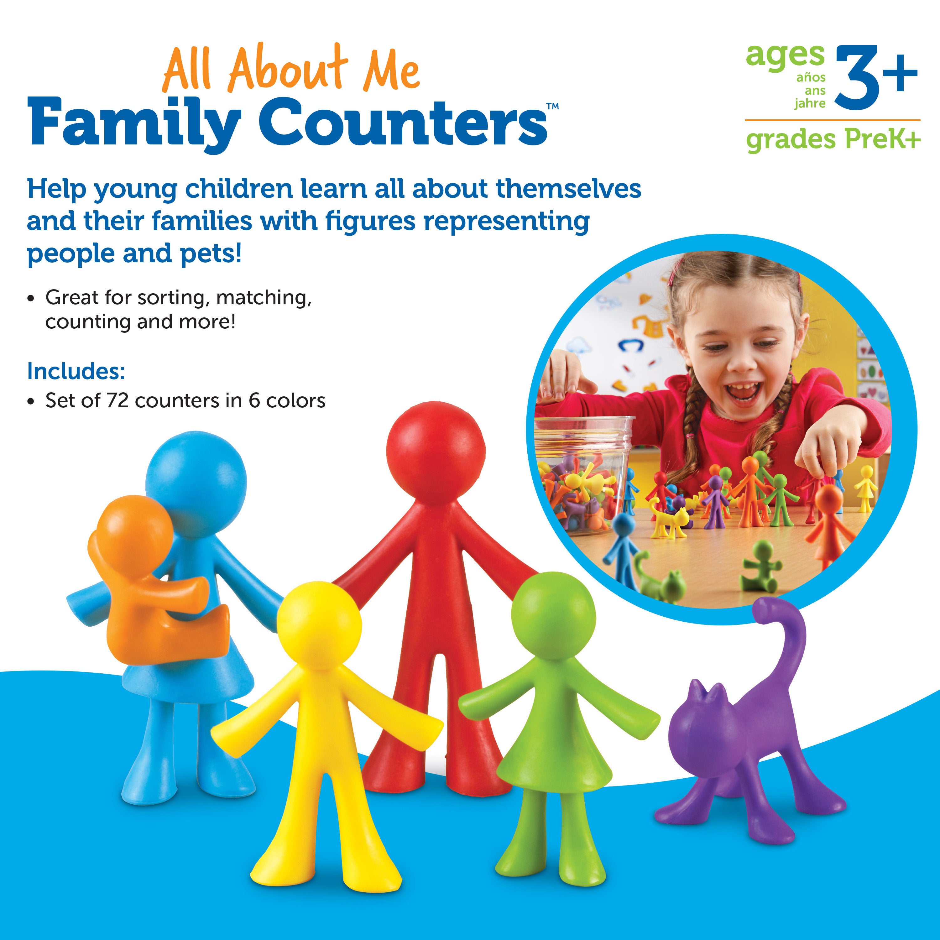Learning Resources All About Me Family Counters, Set of 72, Colourful Family-Themed Counters for Counting, Sorting, and Patterning, Ages 3+