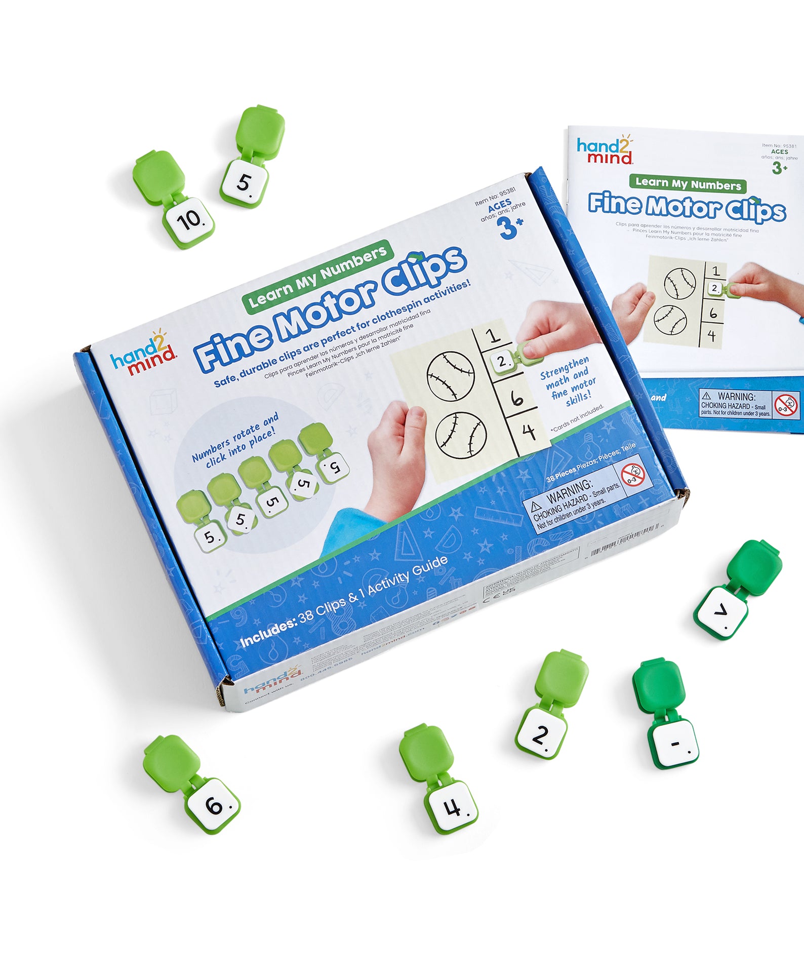 Learning Resources Learn My Numbers Fine Motor Clips, 38-Piece Set for Early Math Skills, Counting, and Fine Motor Development, Ages 3+