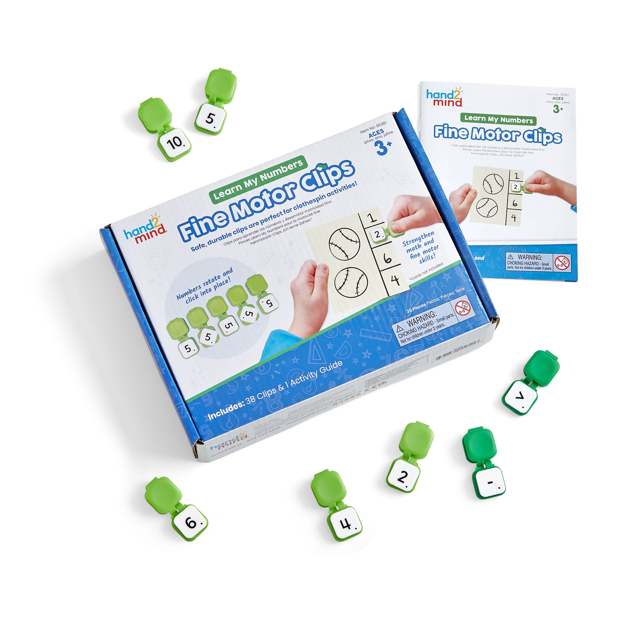 Learning Resources Learn My Numbers Fine Motor Clips, 38-Piece Set for Early Math Skills, Counting, and Fine Motor Development, Ages 3+