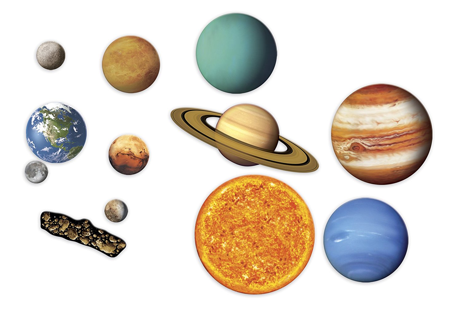 Learning Resources Giant Magnetic Solar System, Full-Colour, Realistic Solar System Magnets for Whiteboard Demonstrations, Includes Planets, Pluto, Moon, Asteroid Belt & Activity Guide, For Kids Ages 5+