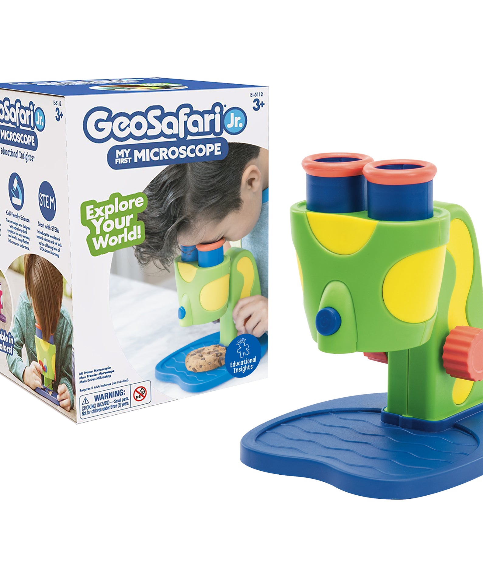 Learning Resources GeoSafari Jr. My First Microscope, Kids' Beginner Science Tool with LED Light & Easy Focus, Preschool STEM Learning, Ages 3+