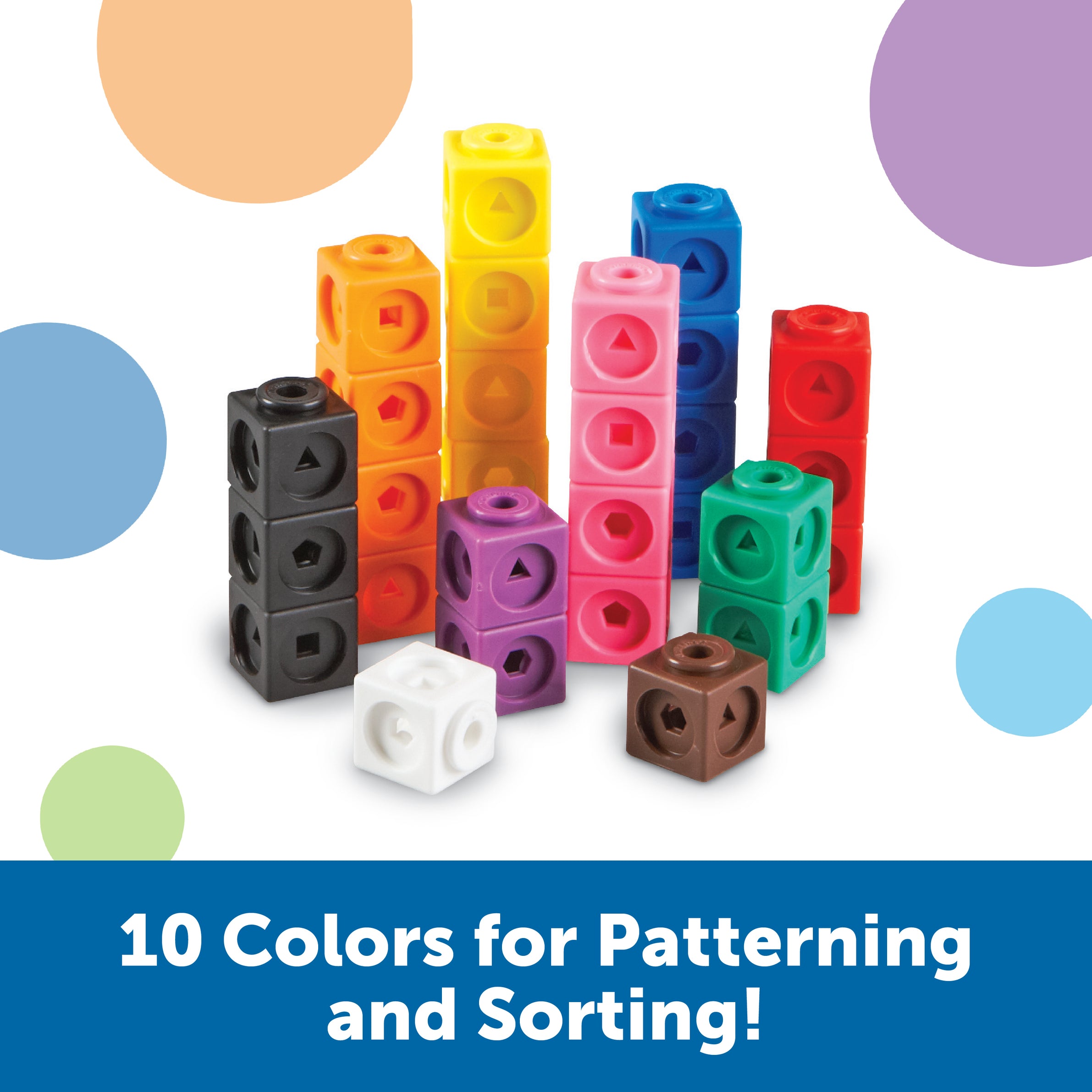 Learning Resources MathLink Cubes, Set of 100, Ages 5+, Hands-On STEM Math Learning for Counting, Sorting & Patterns - Quick Learning