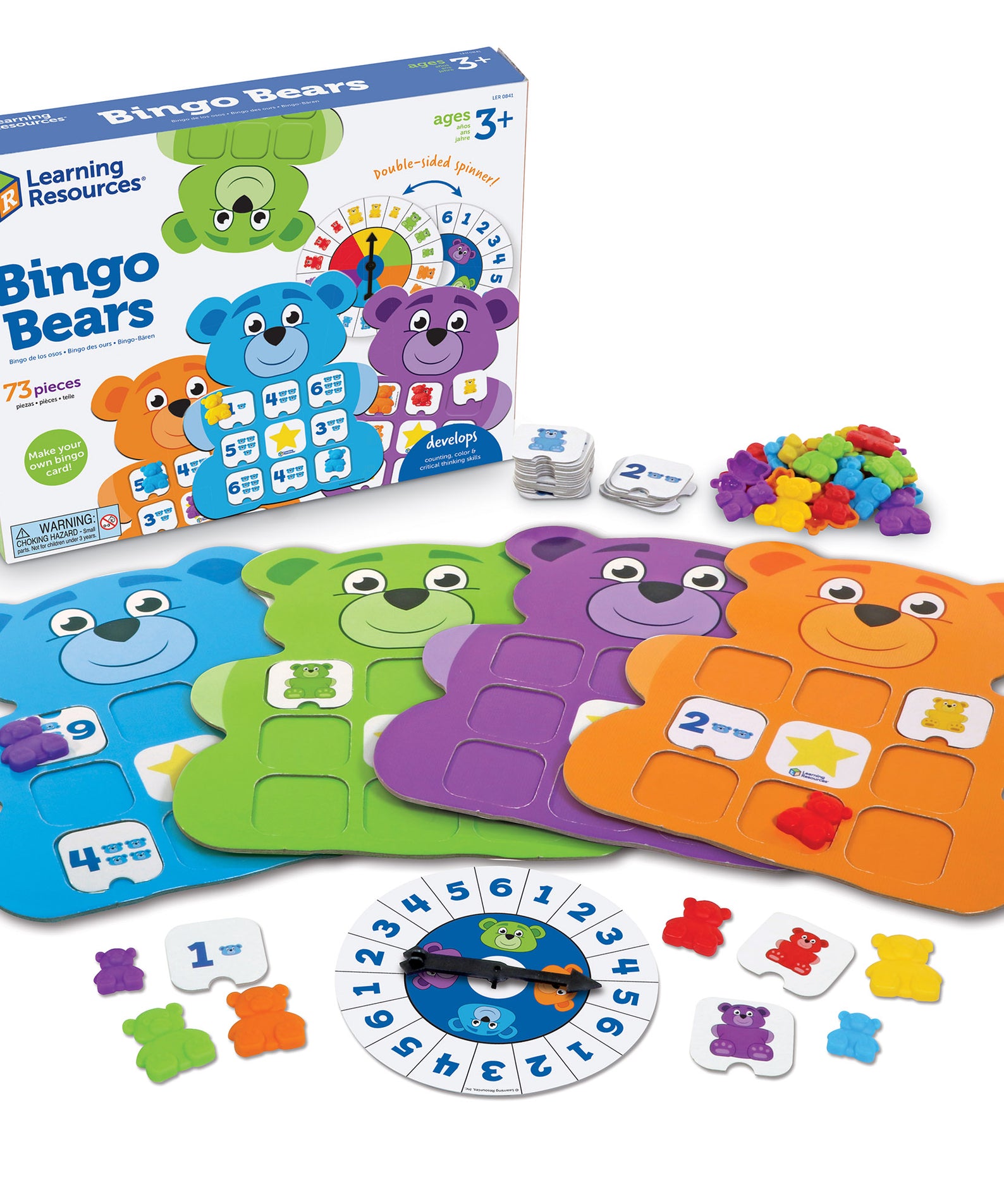 Learning Resources Bingo Bears, Build-Your-Own Bingo Game for Kids, Develop Counting, Critical Thinking, and Social-Emotional Skills, Ages 3+
