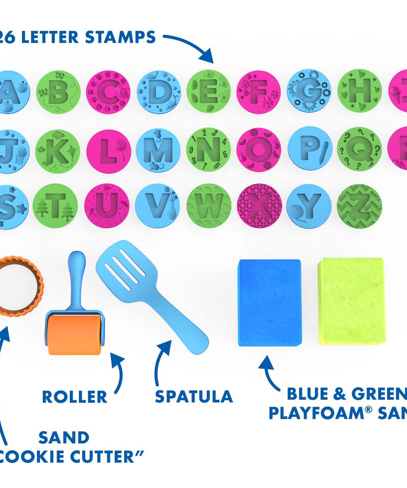 Learning Resources Playfoam Sand ABC Cookies Set, Hands-On Alphabet Learning Toy for Preschoolers, Includes Letter Stamps, Mouldable Sand, Roller, Cookie Cutter, and Spatula, Fine Motor Skill Development for Ages 3+