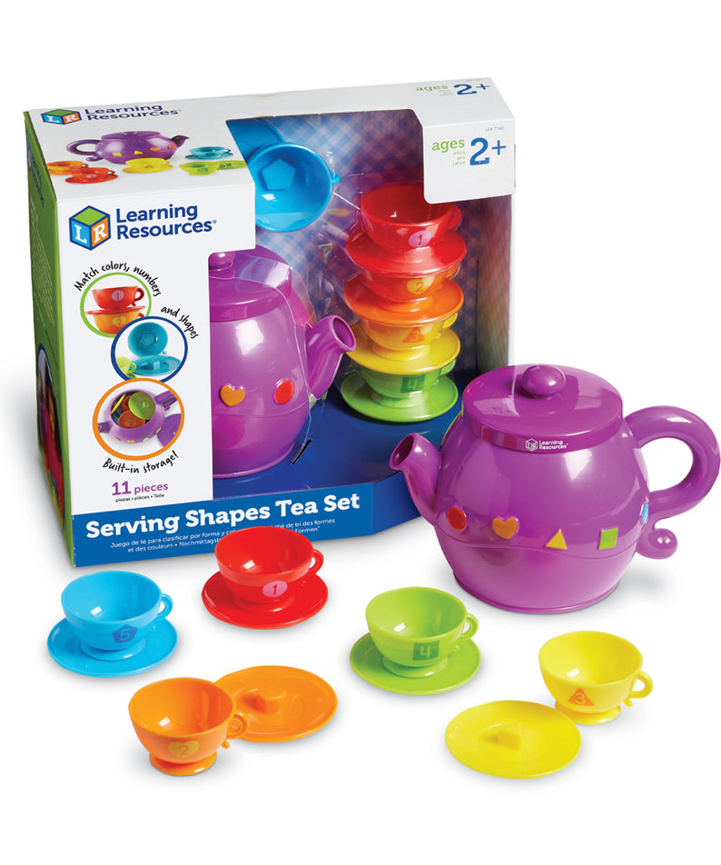 Learning Resources Serving Shapes Tea Set, Colour, Shape & Number Recognition Toy, 11 Pieces, Ages 2+