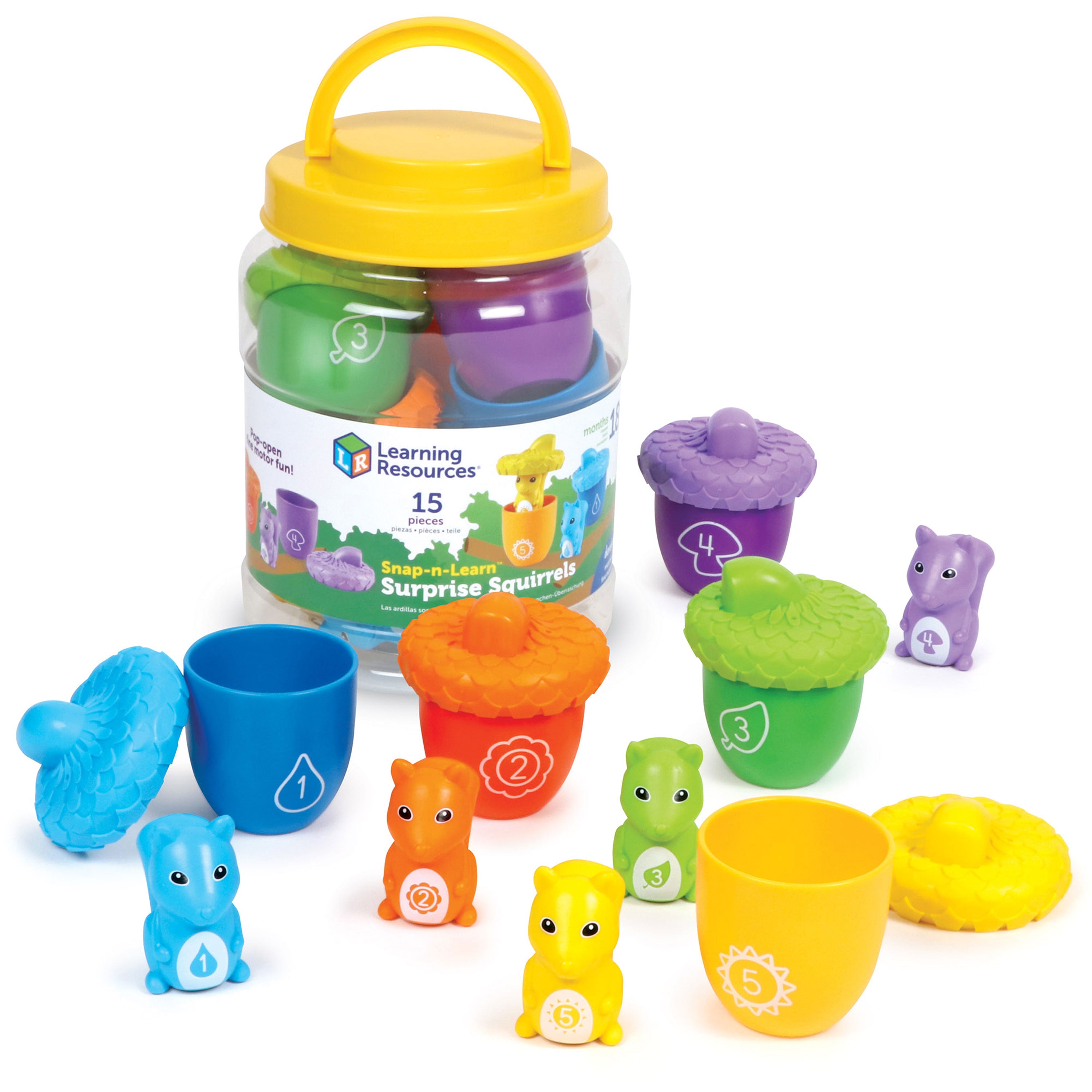 Learning Resources Snap-n-Learn Surprise Squirrels, Toddler Learning Toy for Fine Motor Skills, Number & Colour Recognition, Ages 18 Months+