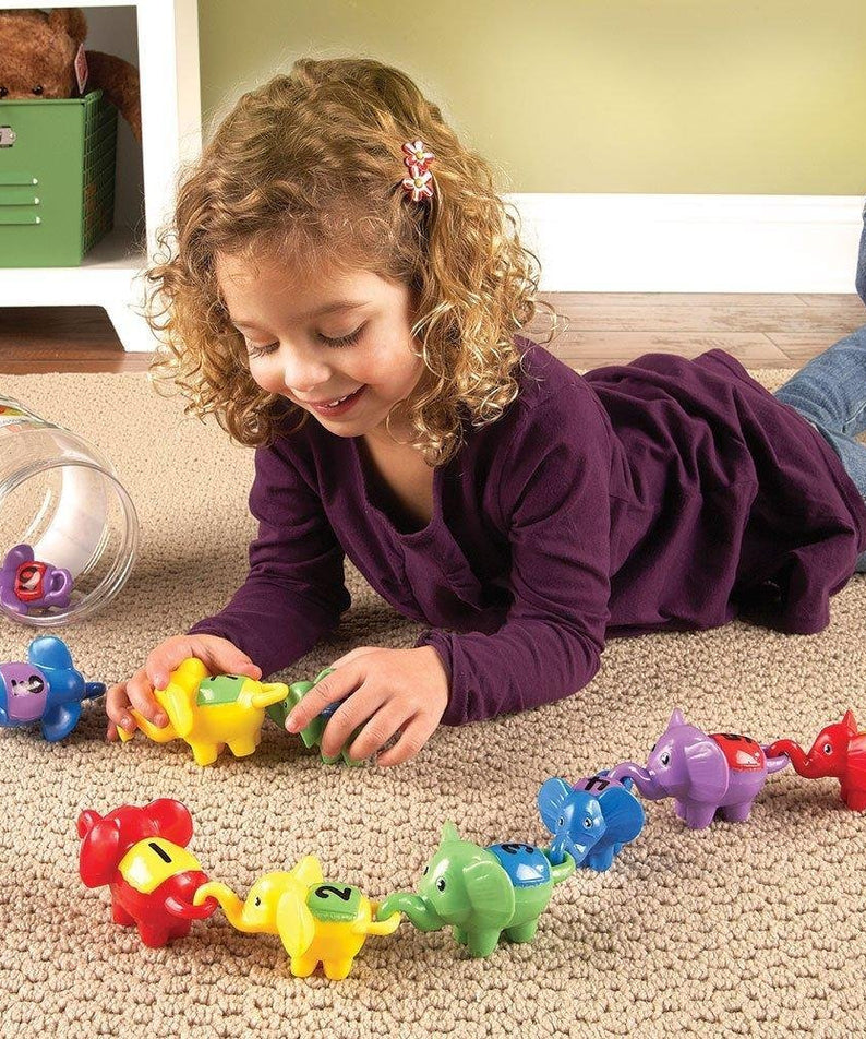 Learning Resources Snap 'n' Learn Counting Elephants, Set of 10 Educational Linking Elephants for Number & Colour Recognition, Fine Motor Skills Toy for Toddlers, Ages 2+