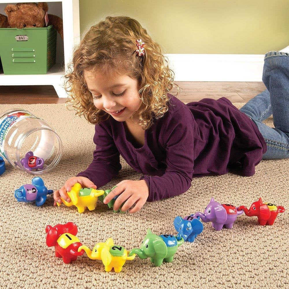 Learning Resources Snap 'n' Learn Counting Elephants, Set of 10 Educational Linking Elephants for Number & Colour Recognition, Fine Motor Skills Toy for Toddlers, Ages 2+