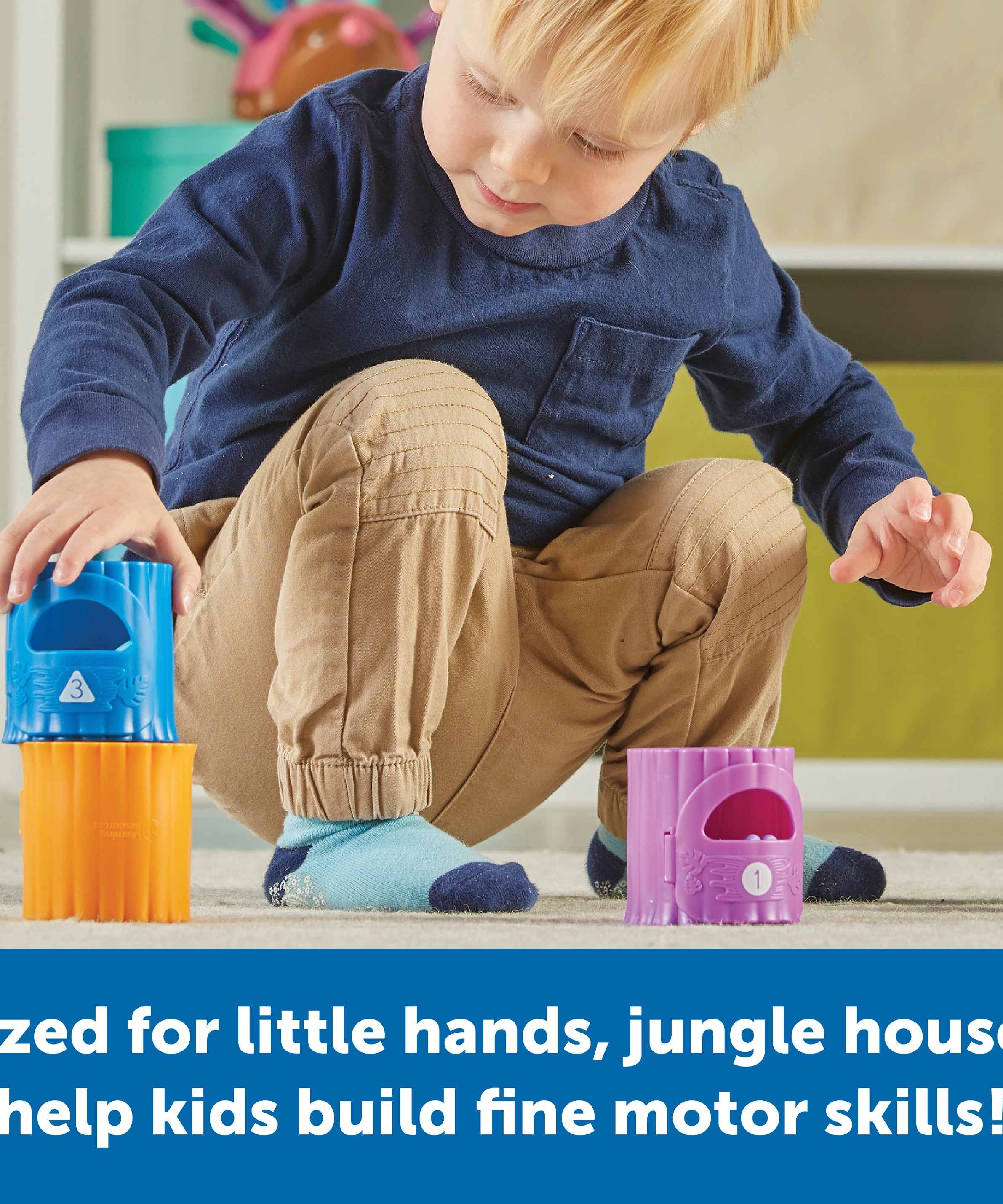 Learning Resources Peekaboo Learning Jungle Playset, Interactive Toddler Toy for Counting, Colours, and Fine Motor Skills