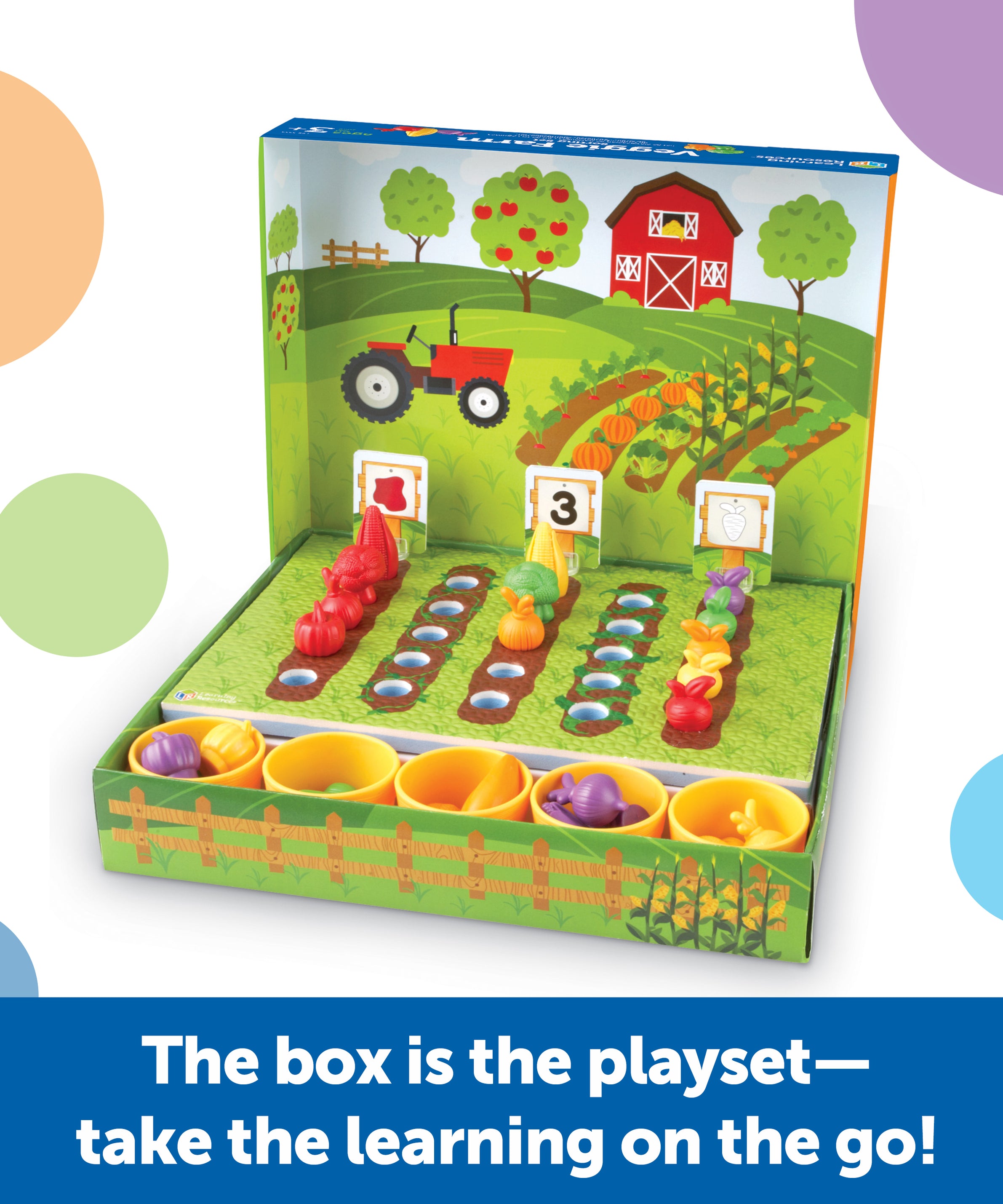 Learning Resources Veggie Farm Sorting Set, Hands-On Early Maths Activity for Counting, Sorting, and Colour Recognition, Ages 3+