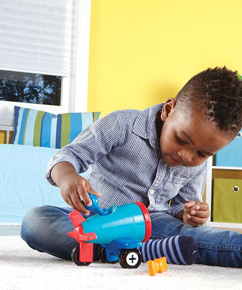 Learning Resources 1-2-3 Build It Car Plane Boat, 3-in-1 Vehicle Construction Toy for Toddlers, Fine Motor Skills and Early Engineering Play, Ages 2+