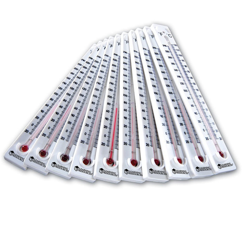 Learning Resources Boiling Point Thermometers, Set of 10 Mercury-Free Science Thermometers, Measures -30°C to 120°C & -22°F to 240°F, Safe for Kids Ages 8+