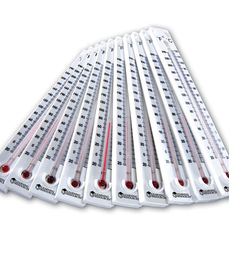 Learning Resources Boiling Point Thermometers, Set of 10 Mercury-Free Science Thermometers, Measures -30°C to 120°C & -22°F to 240°F, Safe for Kids Ages 8+