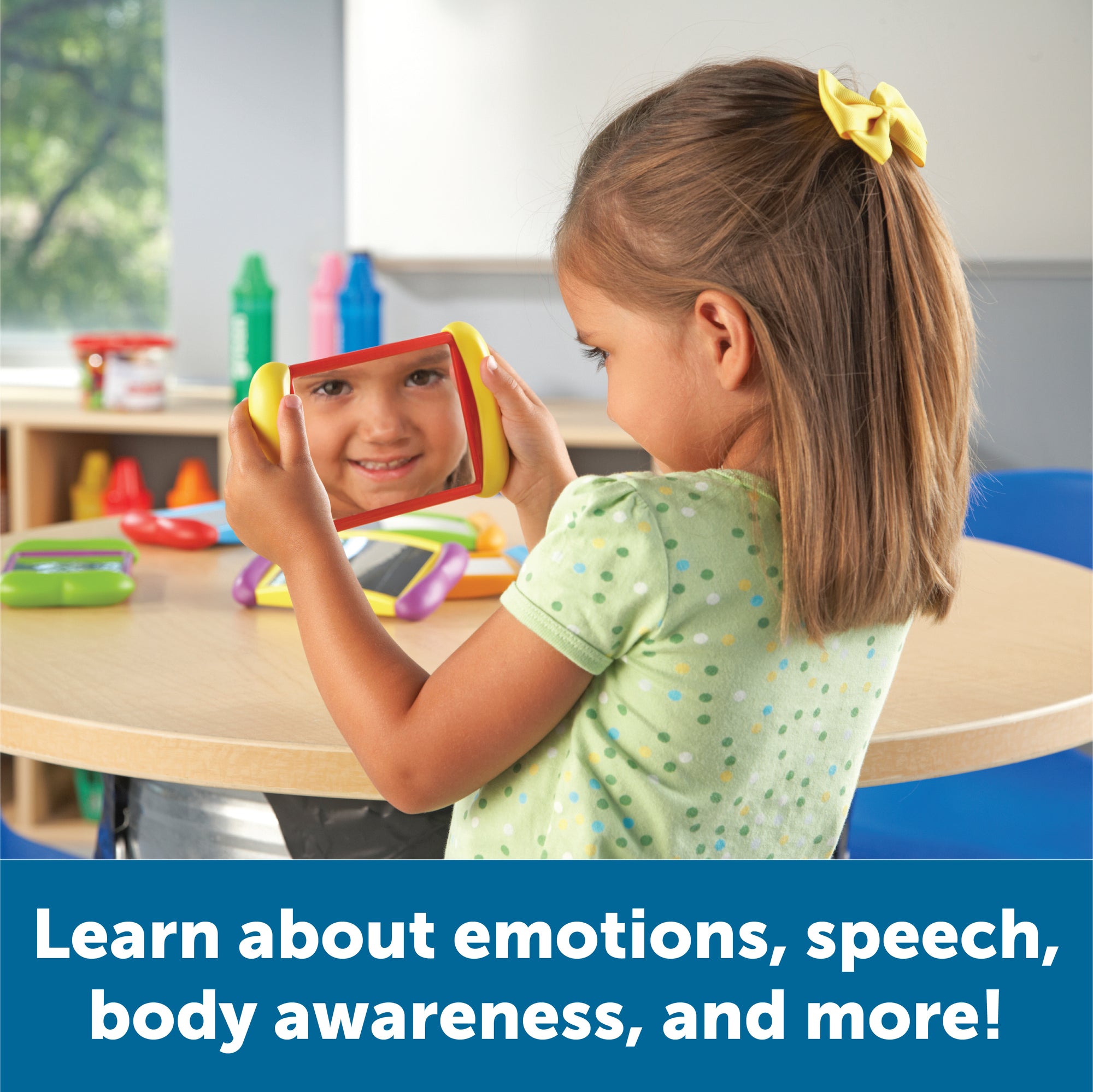 Learning Resources All About Me 2-in-1 Mirrors, Double-Sided Fun & Regular Mirrors for Self-Awareness, Develops Body & Emotional Skills, Set of 6, Ages 2+