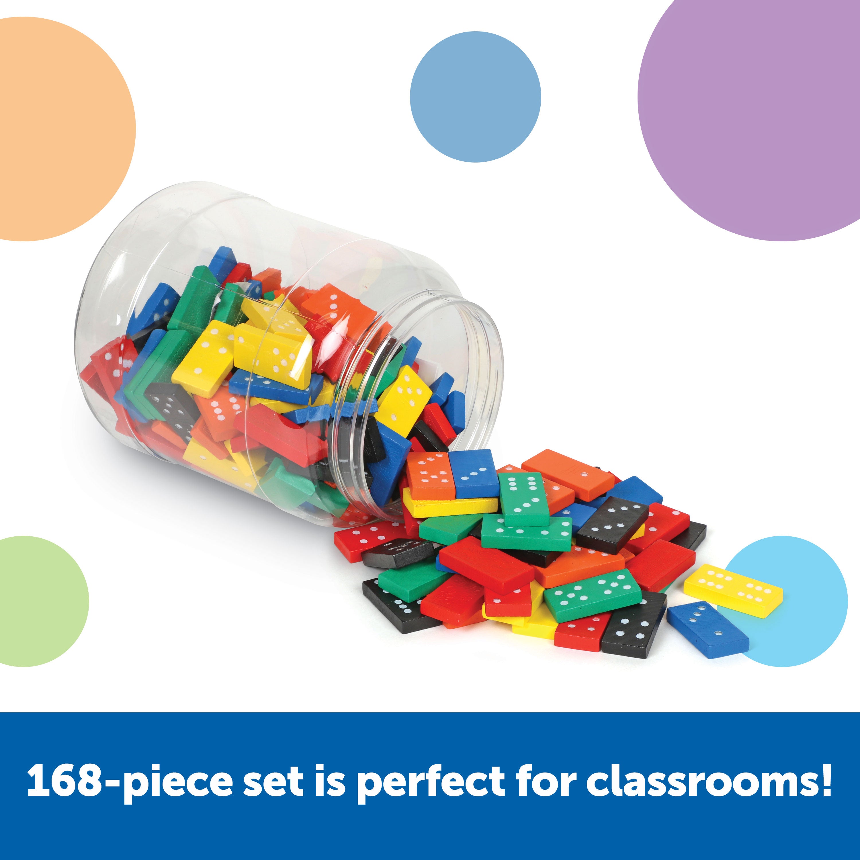 Learning Resources Double-Six Wooden Dominoes, Set of 168 Colourful Wooden Dominoes for Early Maths Activities, Includes Activity Guide, Ages 5+