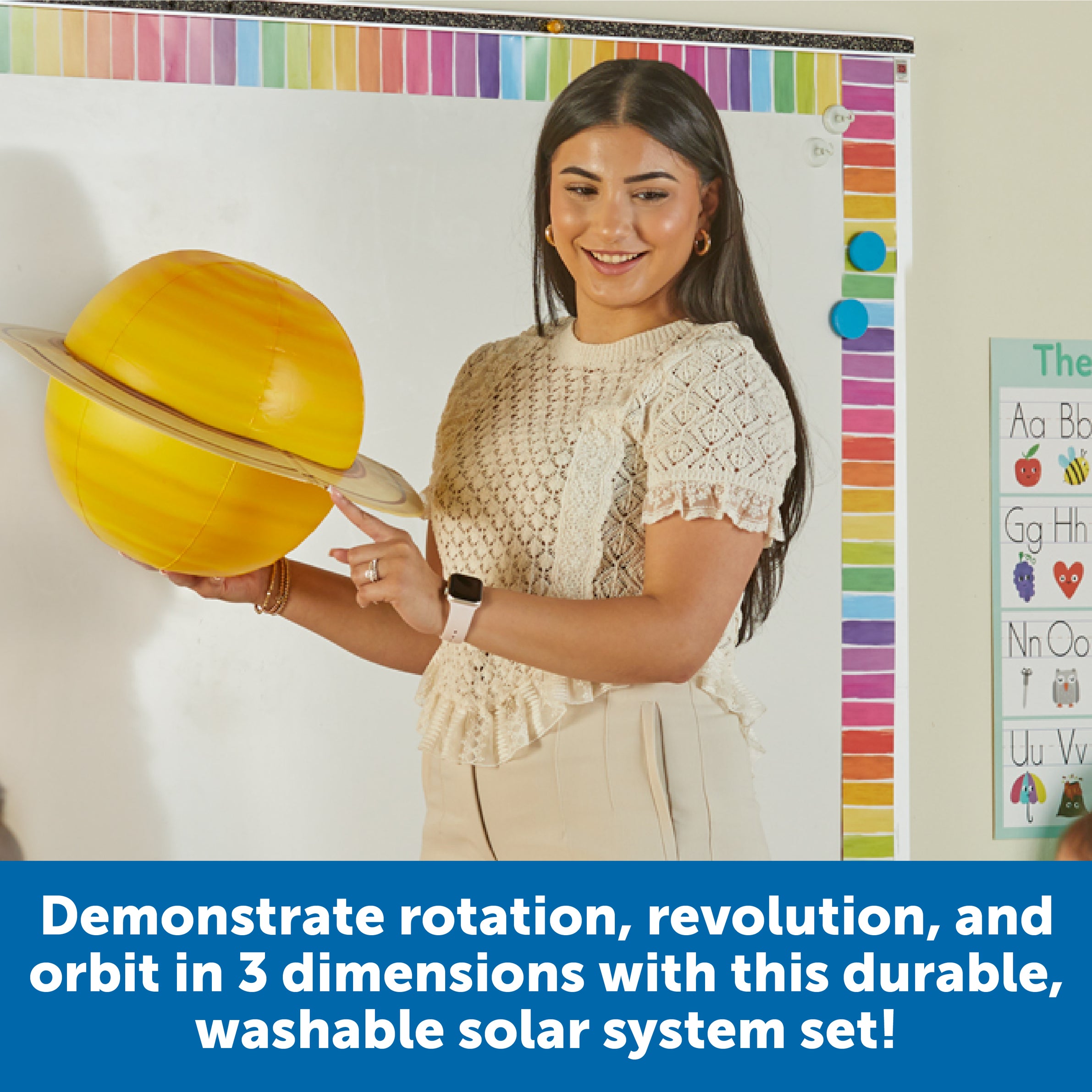 Learning Resources Giant Inflatable Solar System Set, Interactive 3D Planet Model with Sun, Planets, Moon & Activity Guide, Includes Repair Kit, Pump & Hooks for Hanging, For Kids Ages 5+