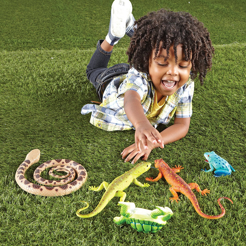 Learning Resources Jumbo Reptiles and Amphibians, Set of 5 Realistic Animal Figures for Imaginative Play and Early Learning, Ages 2 and Up