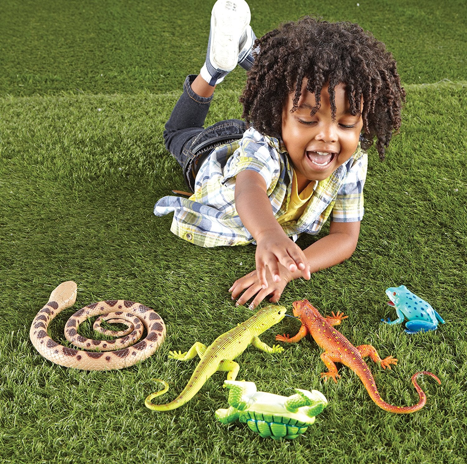 Learning Resources Jumbo Reptiles and Amphibians, Set of 5 Realistic Animal Figures for Imaginative Play and Early Learning, Ages 2 and Up