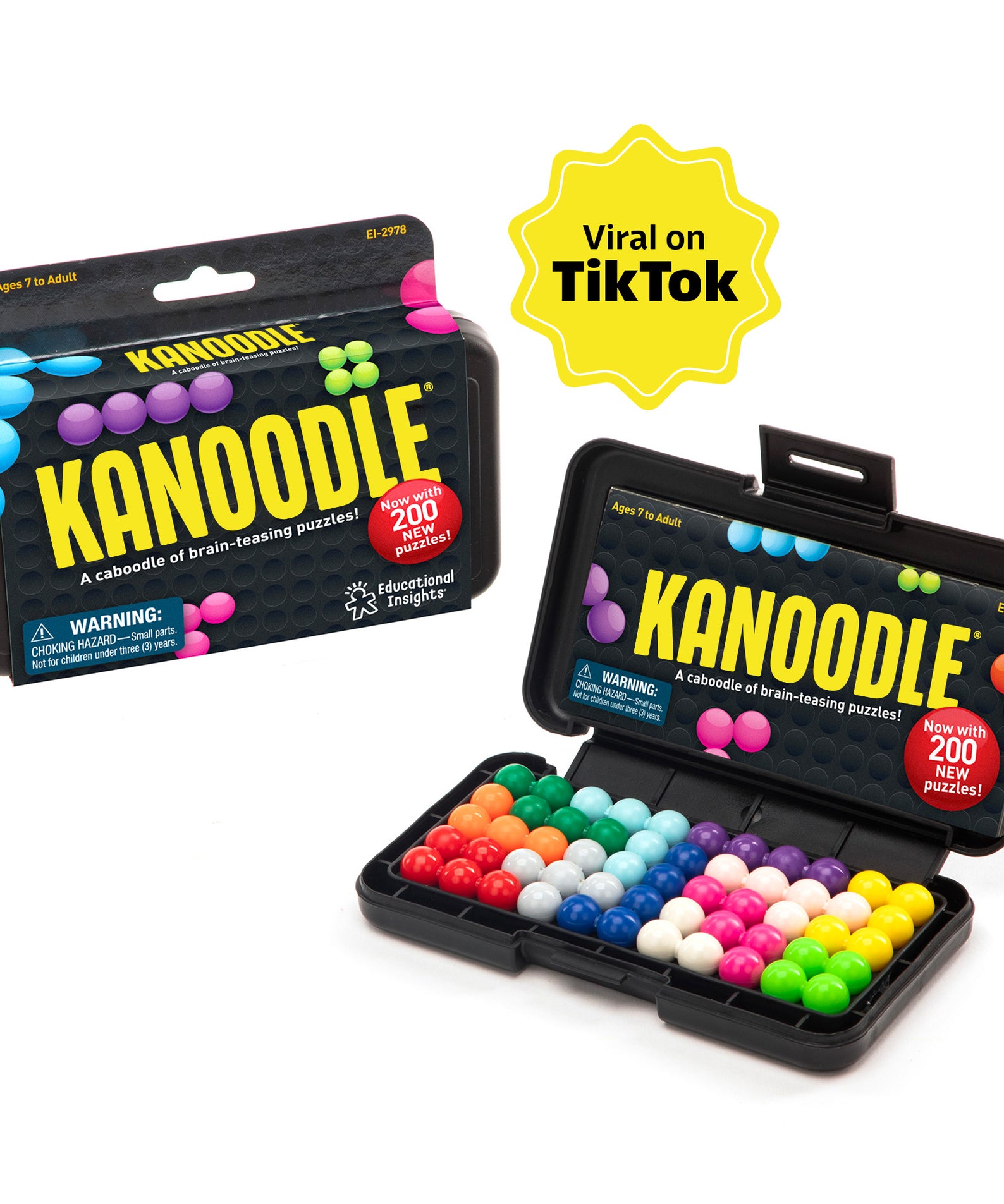 Learning Resources Kanoodle Brain Teaser Puzzle Game, 200 Logic Challenges for Kids and Adults, 2D and 3D Solo Game with Puzzle Pieces, Booklet, and Case, STEM Toy for Ages 7+