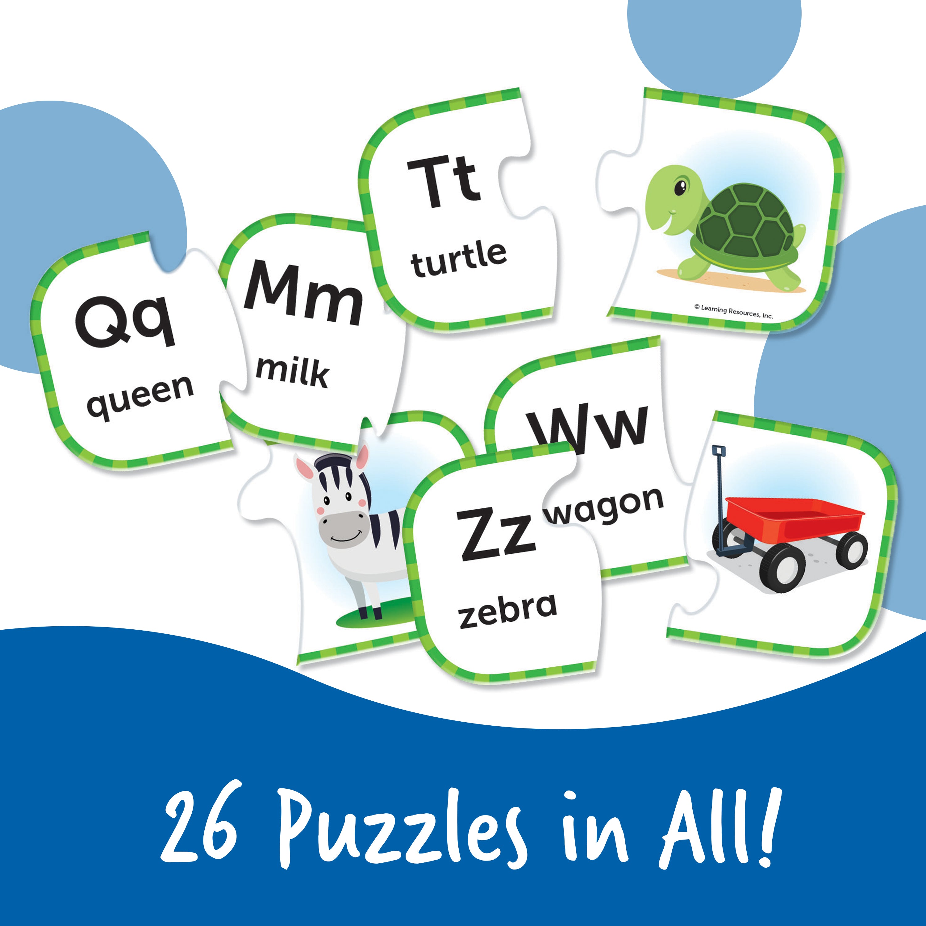 Learning Resources ABC Puzzle Cards, Set of 26 Self-Correcting Letter Matching Puzzles, Teaches Alphabet and Early Language Skills, Ages 3+